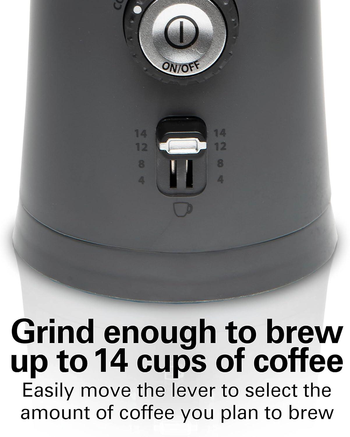 imageHamilton Beach Electric Coffee Grinder for Beans Spices and More with Multiple Grind Settings for up to 14 Cups Removable Stainless Steel Chamber Grey 80396C 10 oz