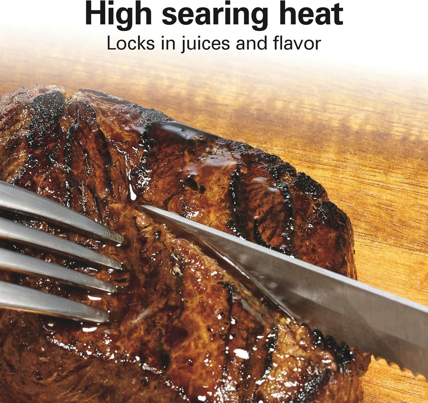 imageHamilton Beach Electric Indoor Searing Grill with Viewing Window amp Adjustable Temperature Control to 450F 118 sq in Surface Serves 6 PFASFree Removable Nonstick Grate Stainless SteelStainless Steel