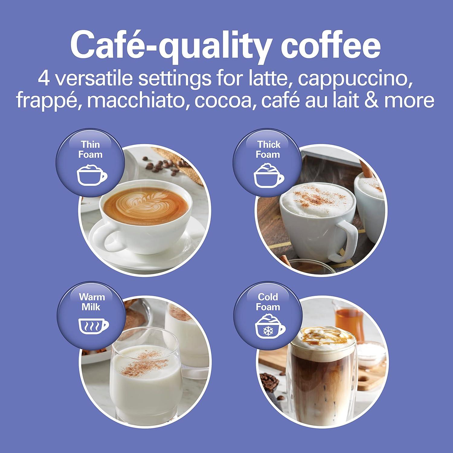 imageHamilton Beach Electric Milk Frother amp Warmer Automatic Warm or Cold Foam 510 oz Create CafQuality Coffee Latte Cappuccino Frappe Hot Chocolate 4 Settings Stainless Steel 43565C