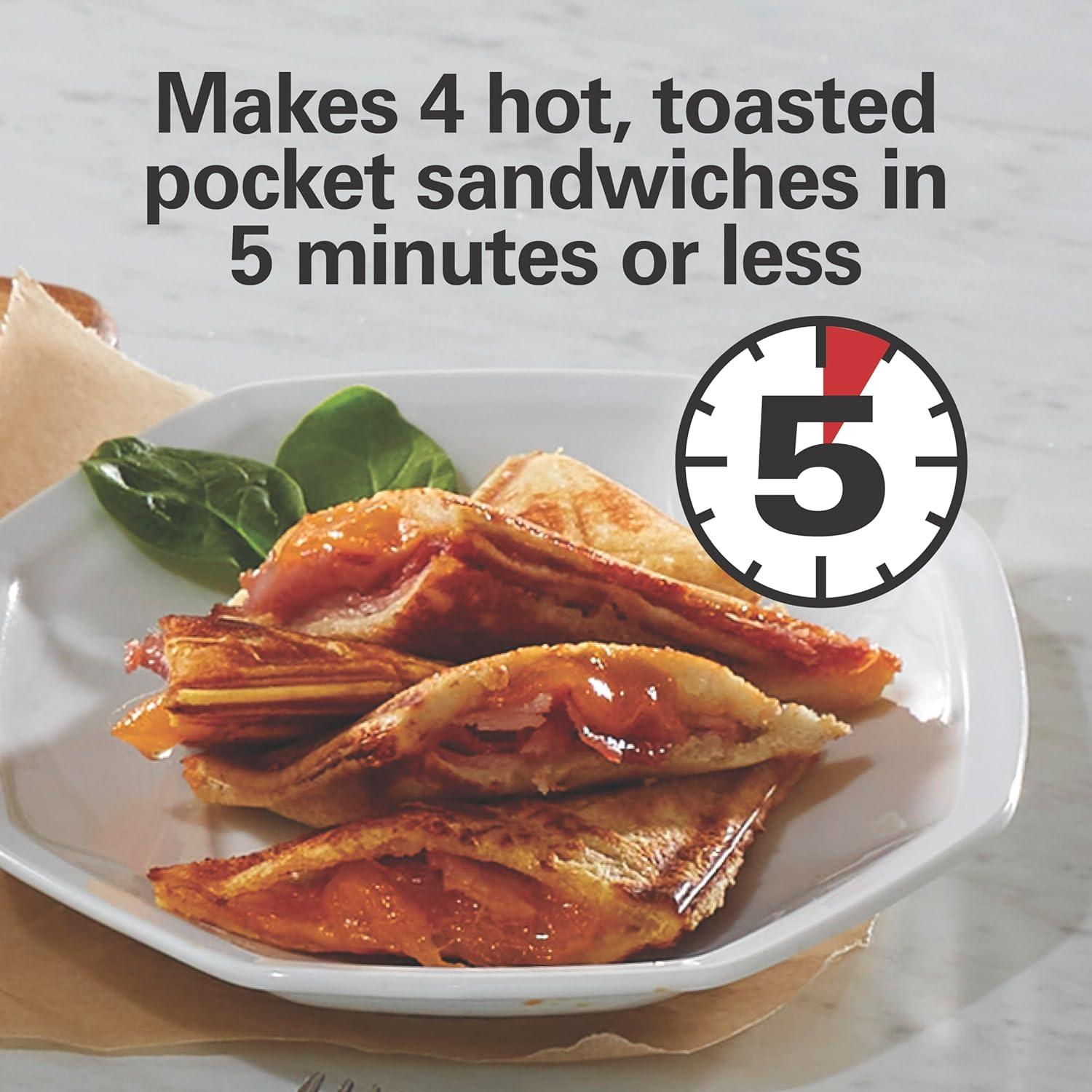 imageHamilton Beach Electric Sealed Sandwich Maker Grill with PFASFree Nonstick Plates Makes Stuffed French Toast Omelets Compact amp Easy to Store Black 25430GCompact Easy to Store Single Unit