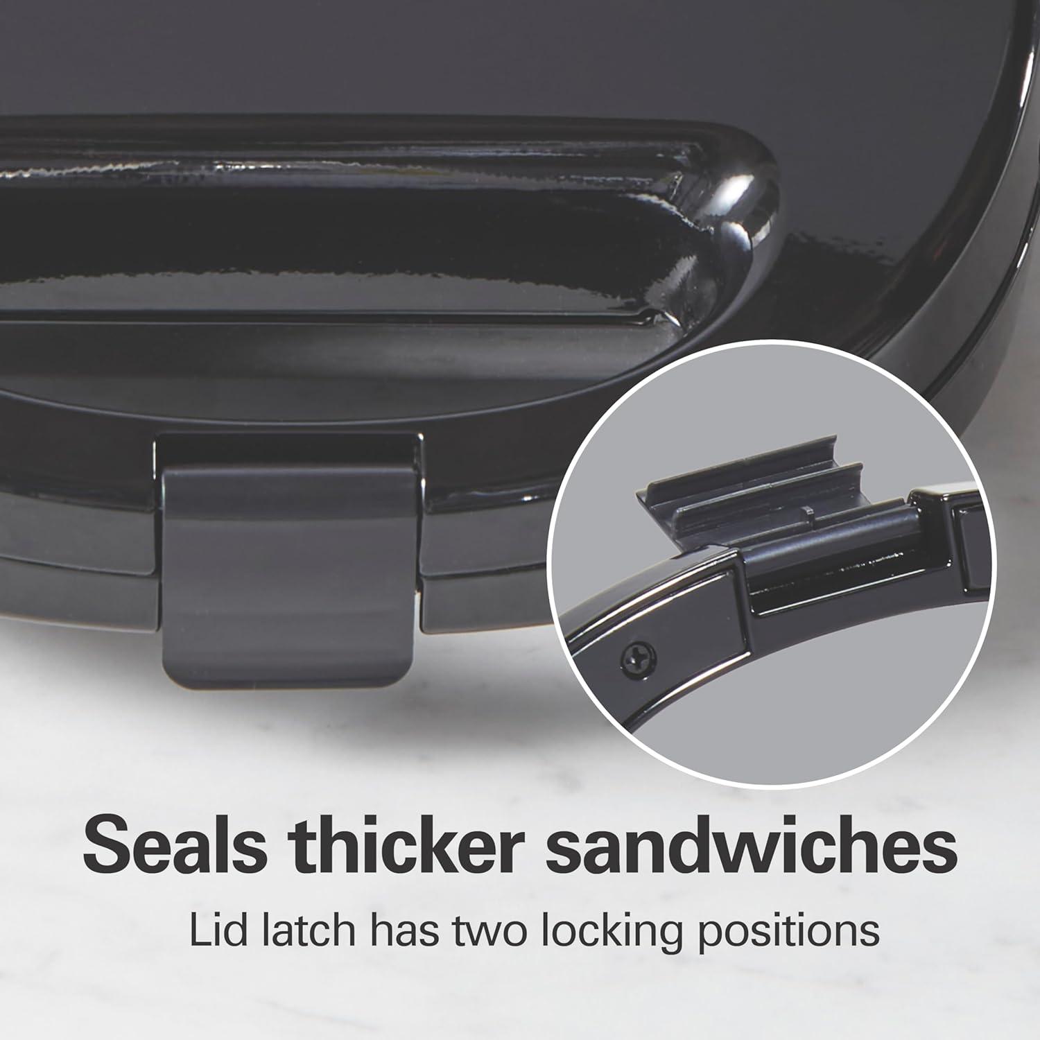 imageHamilton Beach Electric Sealed Sandwich Maker Grill with PFASFree Nonstick Plates Makes Stuffed French Toast Omelets Compact amp Easy to Store Black 25430GCompact Easy to Store 2 Pack