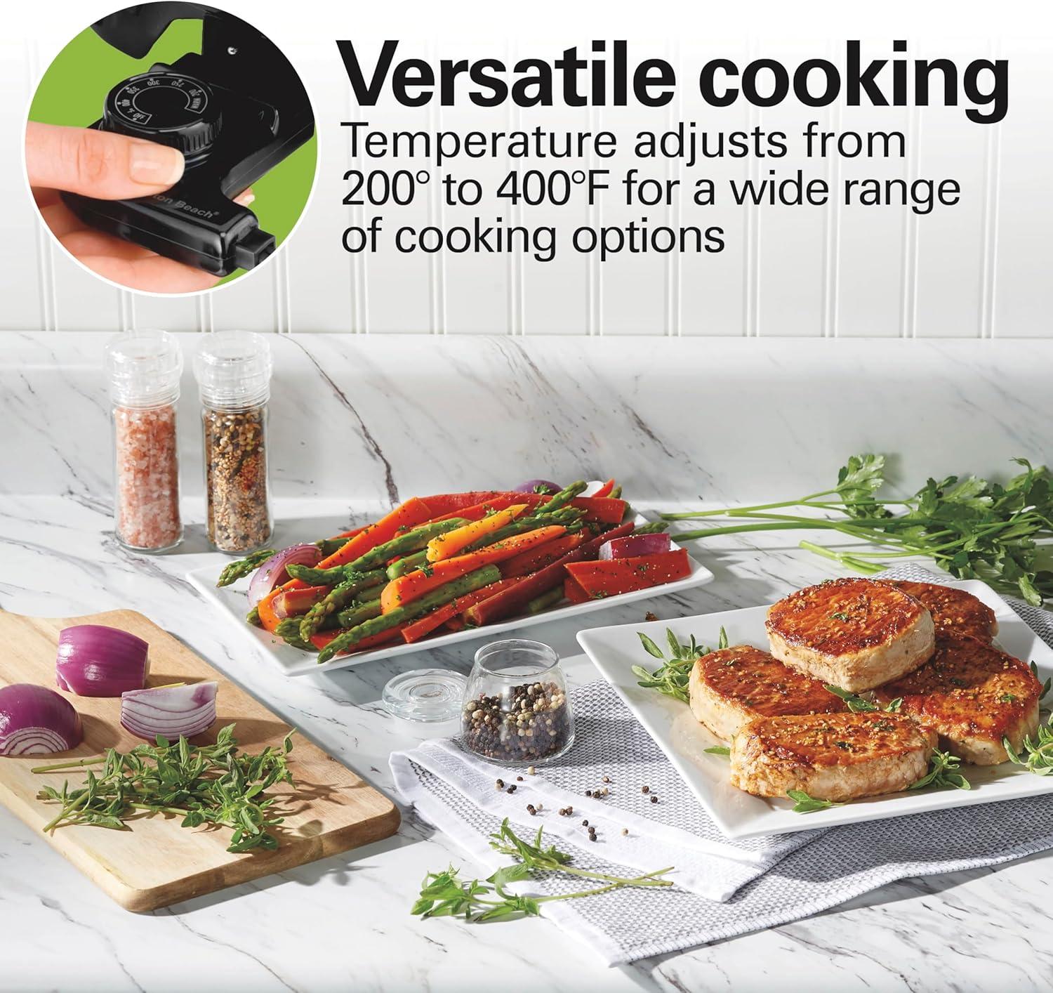 imageHamilton Beach Electric Skillet with PFASFree Durathon Ceramic Coating Removable 12x15 Pan Adjustable Temperature Reversible Design Tempered Glass Lid Black Nonstick Surface 38531Black Nonstick Surface