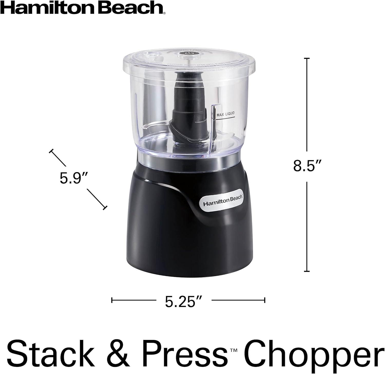 imageHamilton Beach Electric Vegetable Chopper amp Mini Food Processor 3Cup 350 Watts for Dicing Mincing and Puree Black 72850