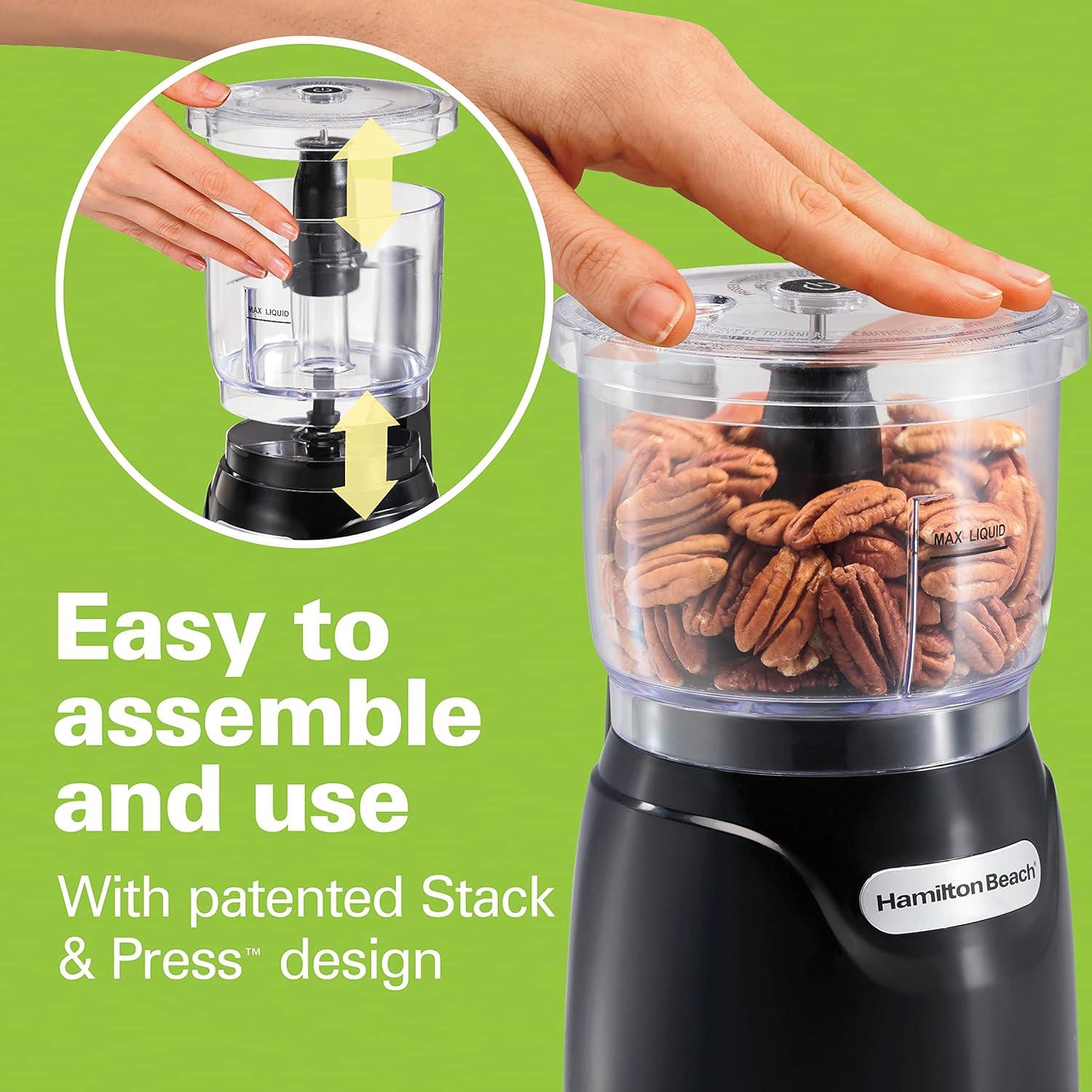 imageHamilton Beach Electric Vegetable Chopper amp Mini Food Processor 3Cup 350 Watts for Dicing Mincing and Puree Black 72850