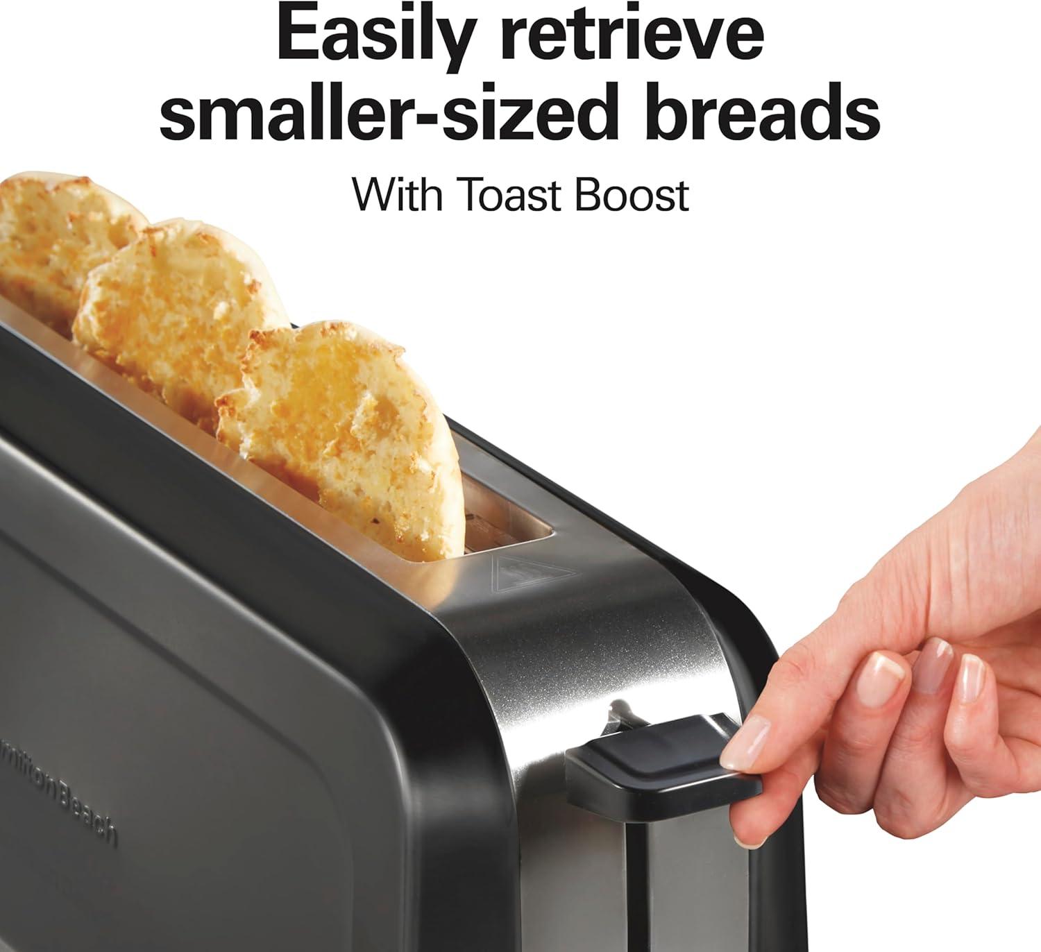 imageHamilton Beach Extra Wide Long Slot 2 Slice Toaster Browning Control With 7 Shades Bagel Function Cancel Button amp Auto Shutoff Modern Slim Design Fits Any Space Black 22989
