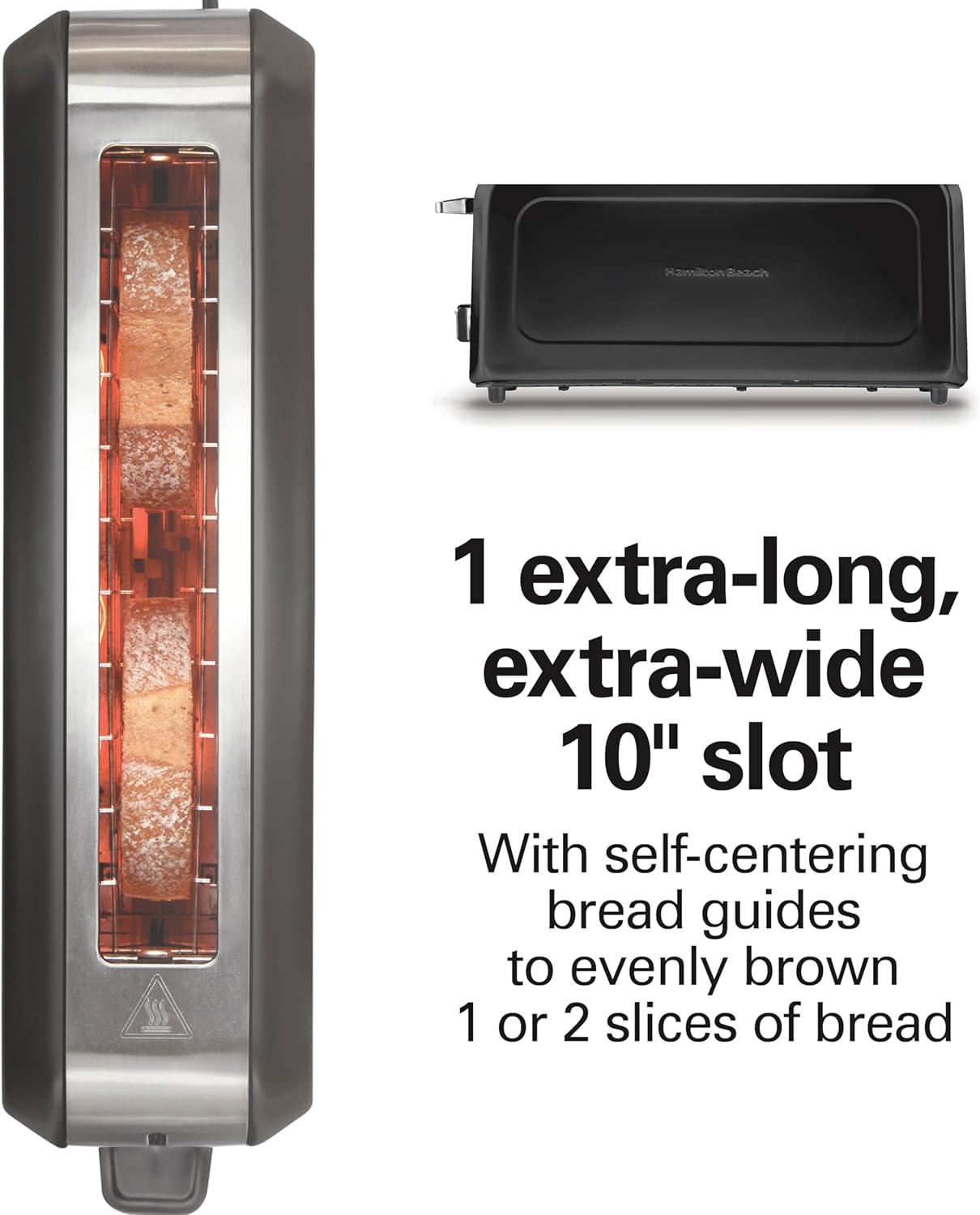 imageHamilton Beach Extra Wide Long Slot 2 Slice Toaster Browning Control With 7 Shades Bagel Function Cancel Button amp Auto Shutoff Modern Slim Design Fits Any Space Black 22989