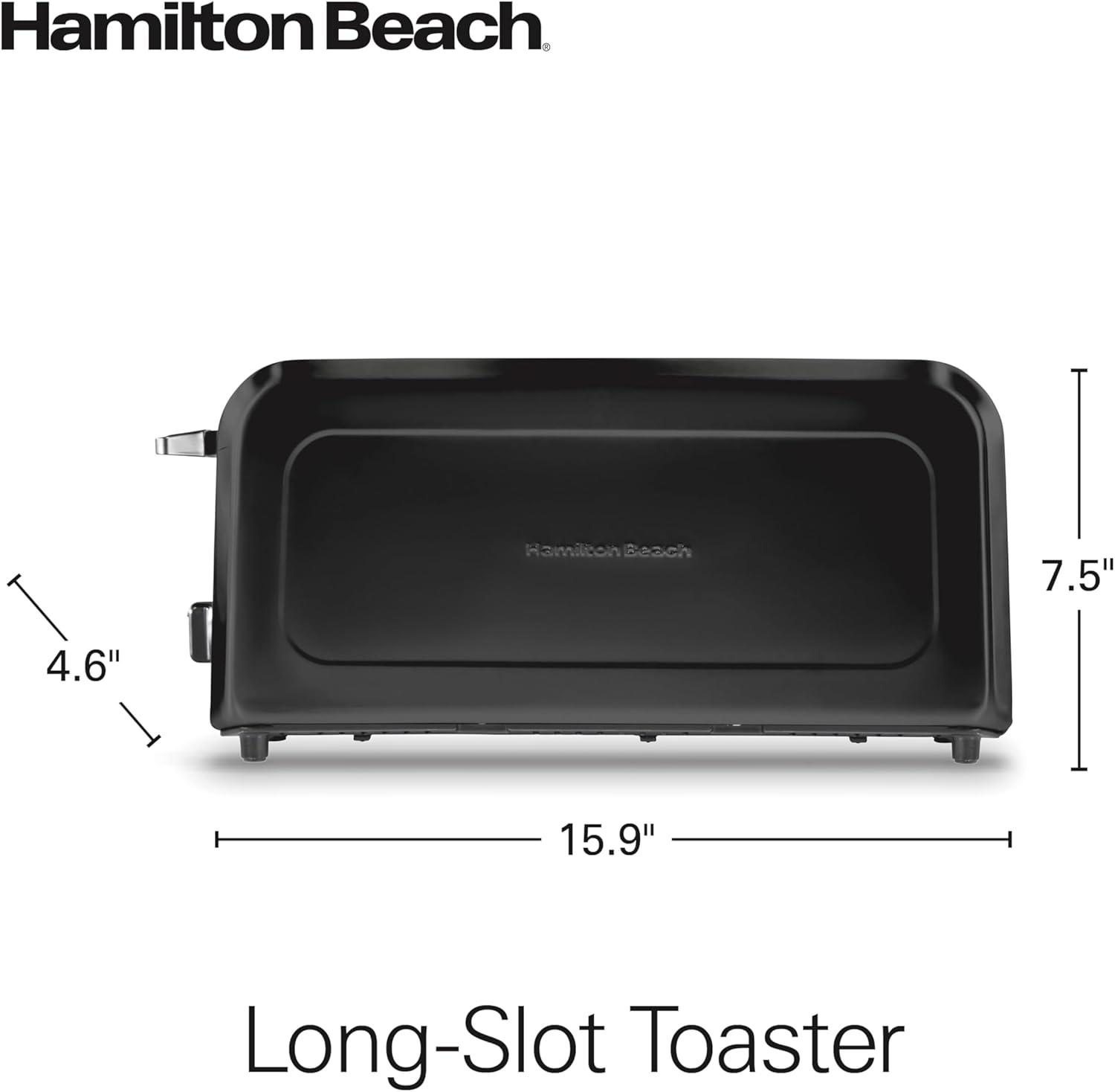 imageHamilton Beach Extra Wide Long Slot 2 Slice Toaster Browning Control With 7 Shades Bagel Function Cancel Button amp Auto Shutoff Modern Slim Design Fits Any Space Black 22989