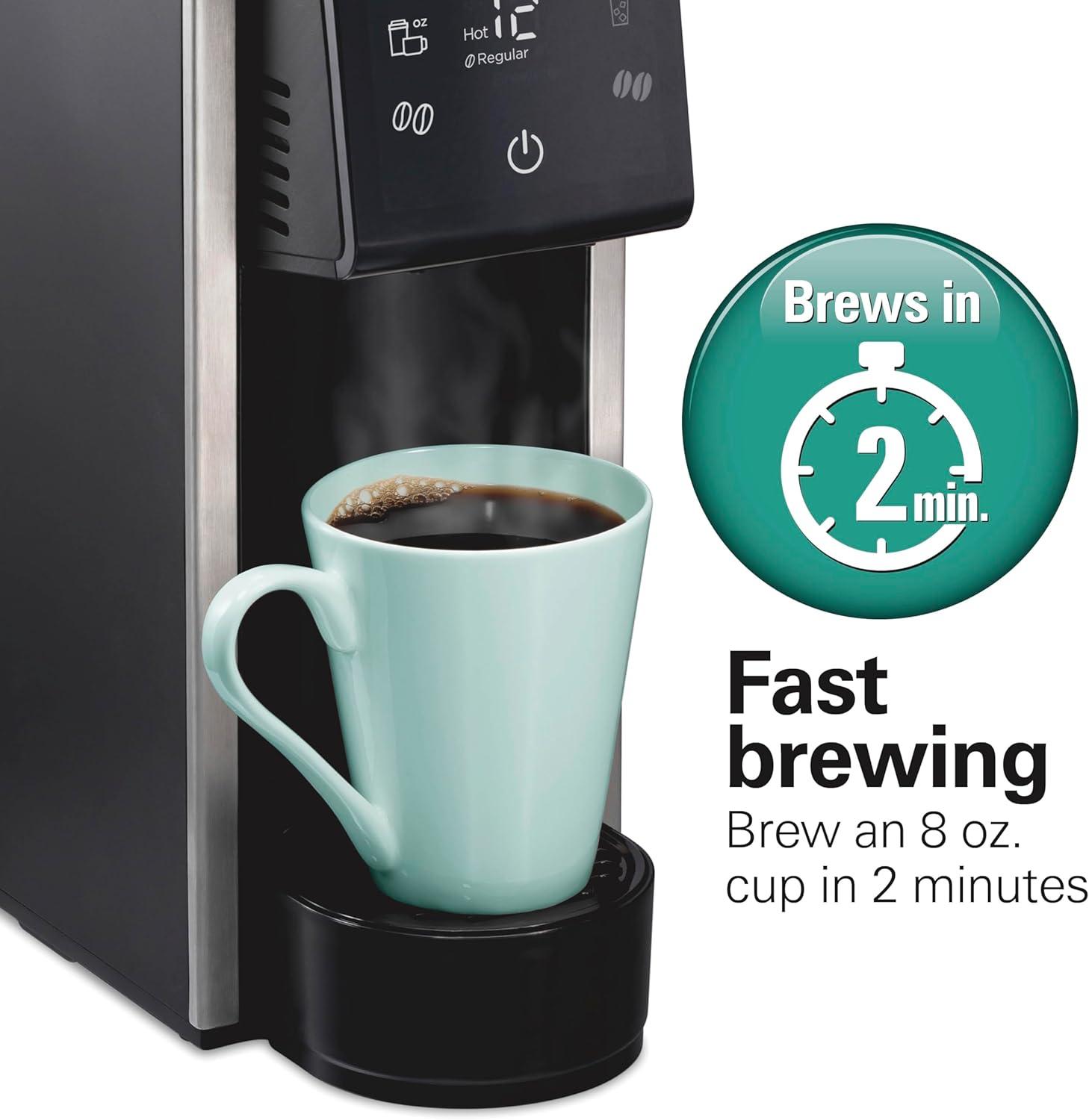 imageHamilton Beach FlexBrew Advanced 4in1 Single Serve Hot amp Iced Coffee Maker with Removable 45 oz Water Reservoir Use Pod Packs and Grounds Fast Brewing LED Touchscreen Black 49925