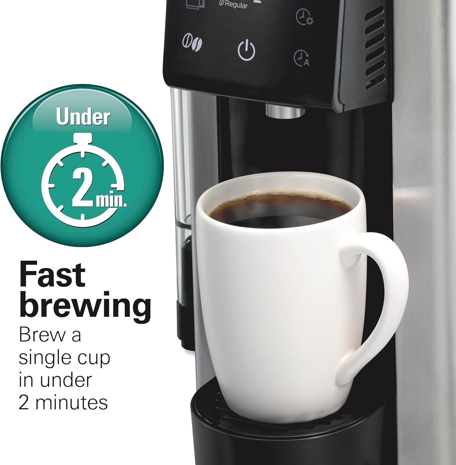 imageHamilton Beach FlexBrew Advanced 5in1 Programmable 12 Cup Drip and Single Serve Hot amp Iced Coffee Maker with Movable 60 oz Water Reservoir Use Pod Packs and Grounds Fast Brewing Black 49924
