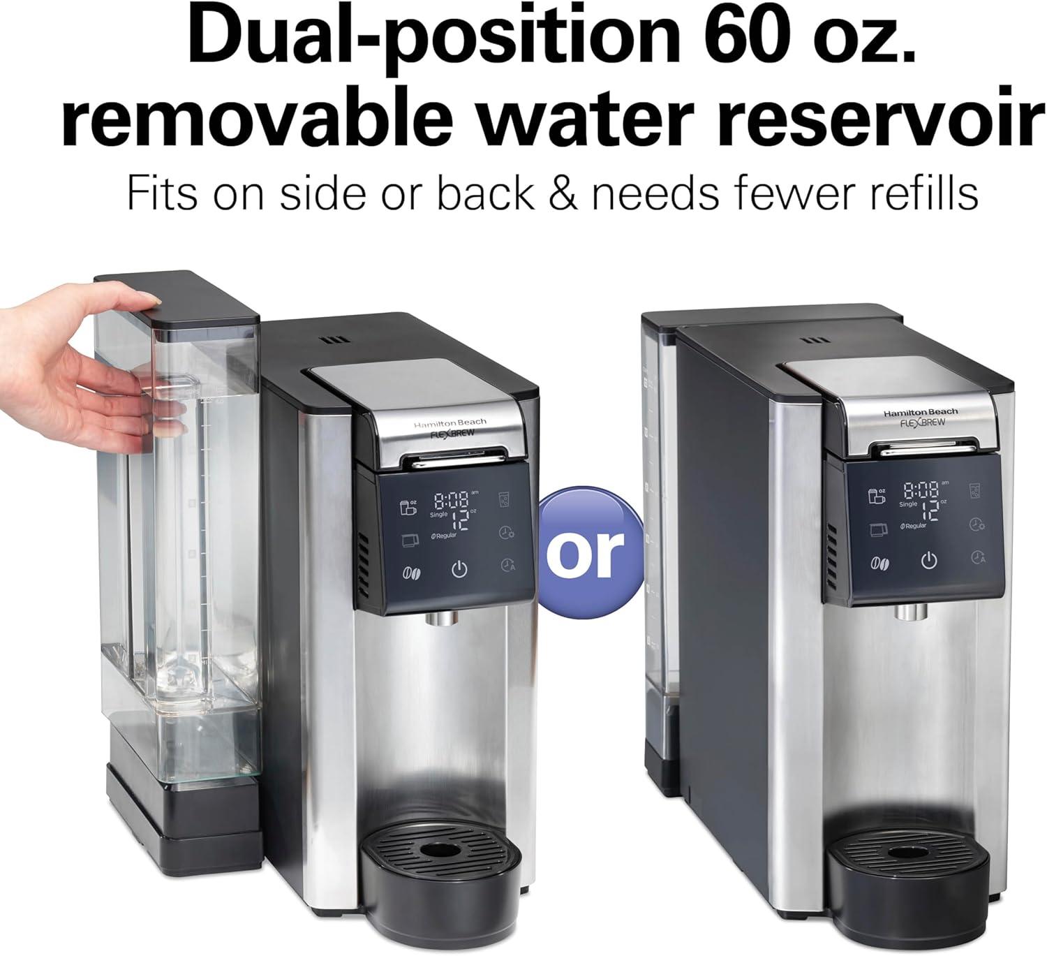 imageHamilton Beach FlexBrew Advanced 5in1 Thermal Programmable 12 Cup Drip and Single Serve Hot amp Iced Coffee Maker Movable 60oz Water Reservoir Use Pod Packs and Grounds Fast Brewing Black 49929