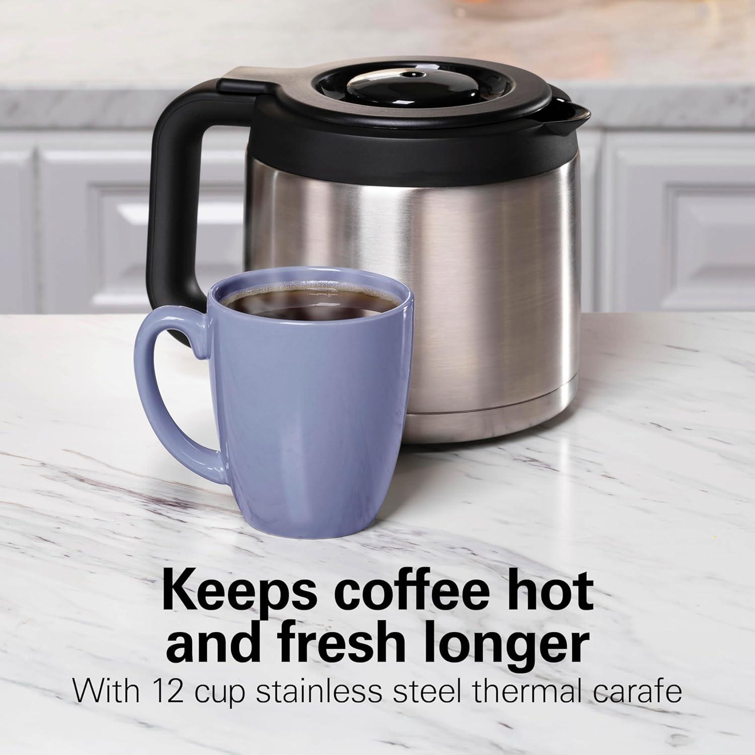 imageHamilton Beach FlexBrew Advanced 5in1 Thermal Programmable 12 Cup Drip and Single Serve Hot amp Iced Coffee Maker Movable 60oz Water Reservoir Use Pod Packs and Grounds Fast Brewing Black 49929
