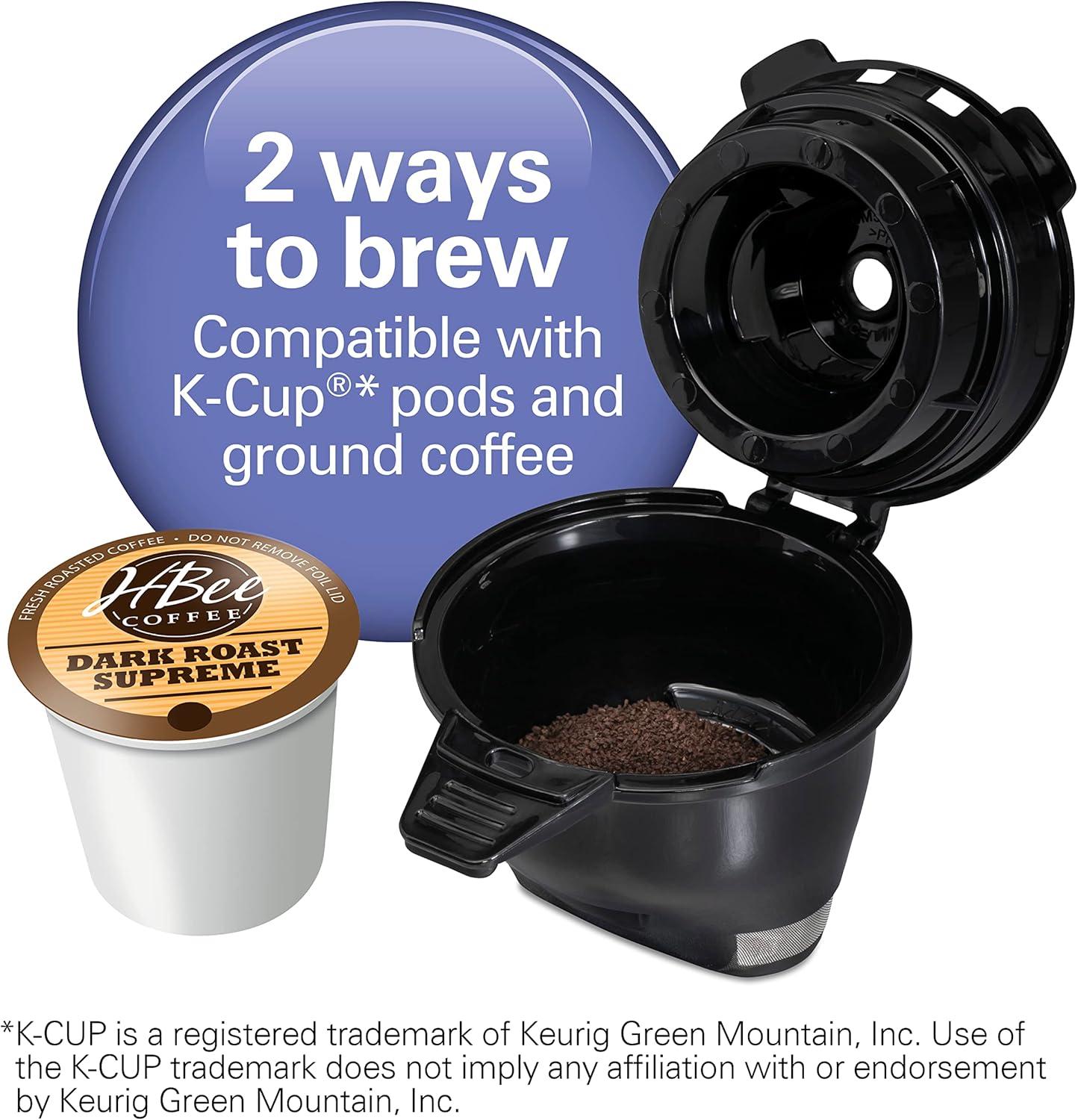 imageHamilton Beach FlexBrew Single Serve Coffee Maker Coffee Machine Compatible with Pod Packs and Grounds Black Next Gen 49900Black Stainless Fast Brew