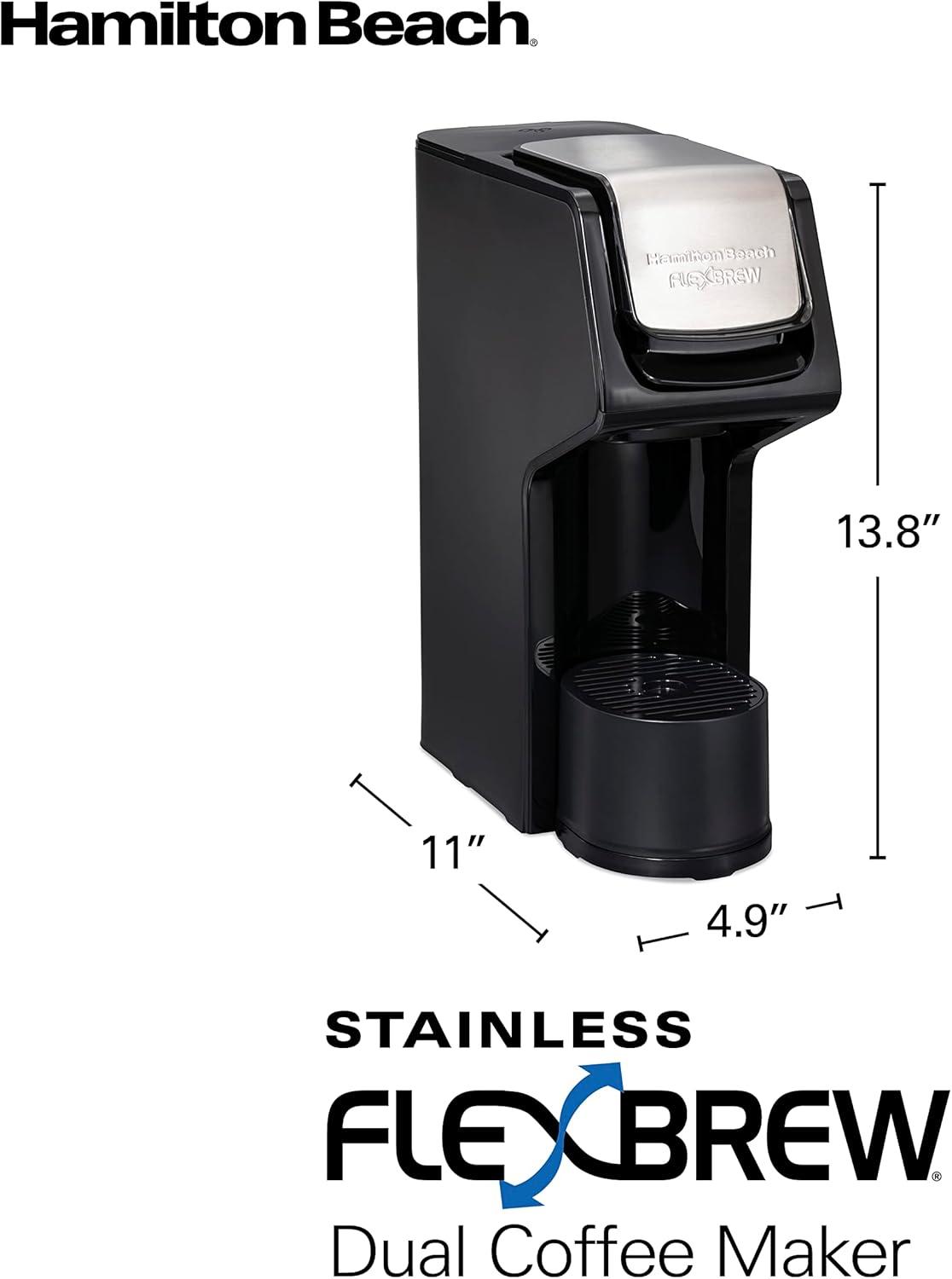 imageHamilton Beach FlexBrew Single Serve Coffee Maker Coffee Machine Compatible with Pod Packs and Grounds Black Next Gen 49900Black Stainless Fast Brew