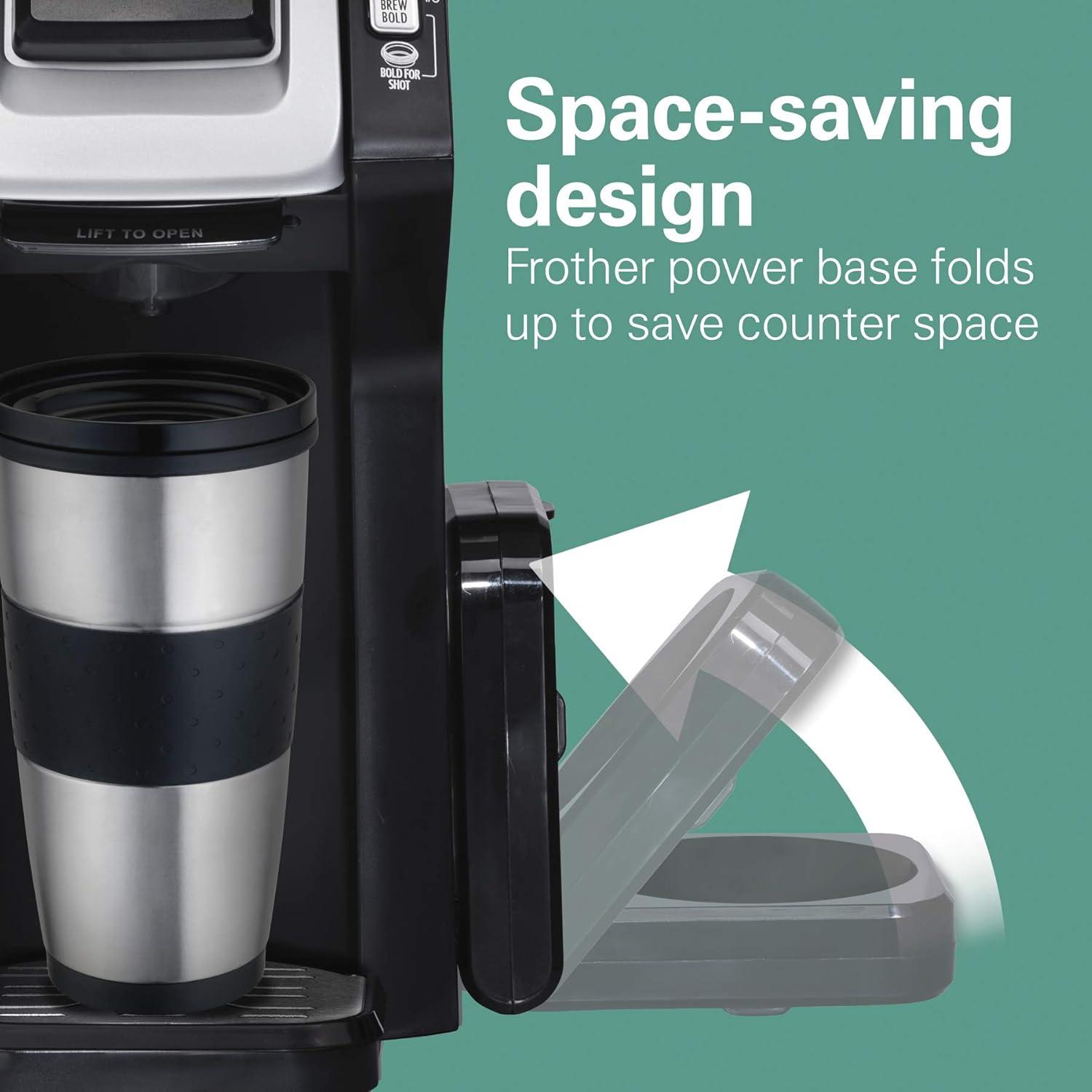 imageHamilton Beach FlexBrew SingleServe Coffee Maker with Milk Frother Compatible with KCup Pods and Grounds 1cups Black 49949