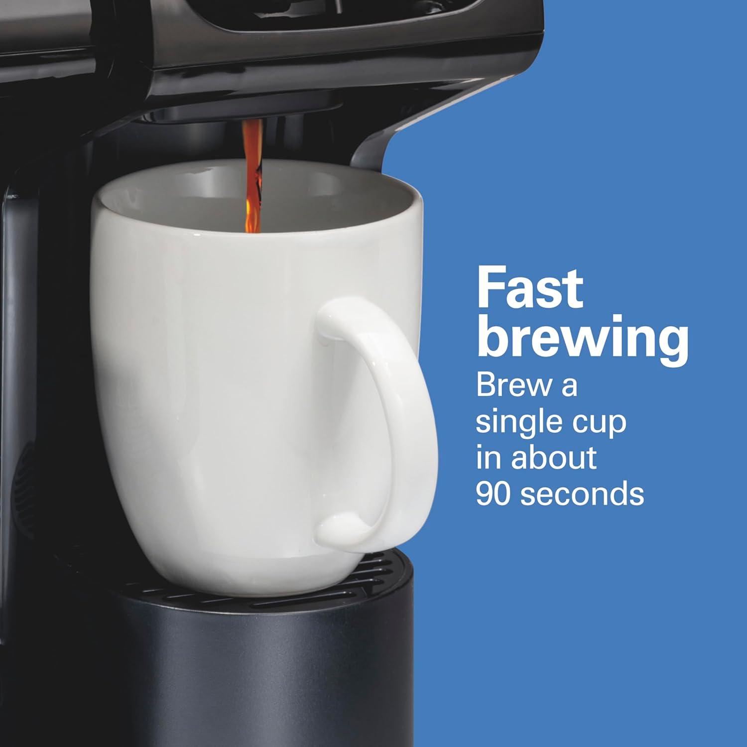 imageHamilton Beach FlexBrew Trio 2Way Coffee Maker Compatible with KCup Pods or Grounds Combo Single Serve amp Full 12c Pot Black Fast Brewing Refurbished R49934