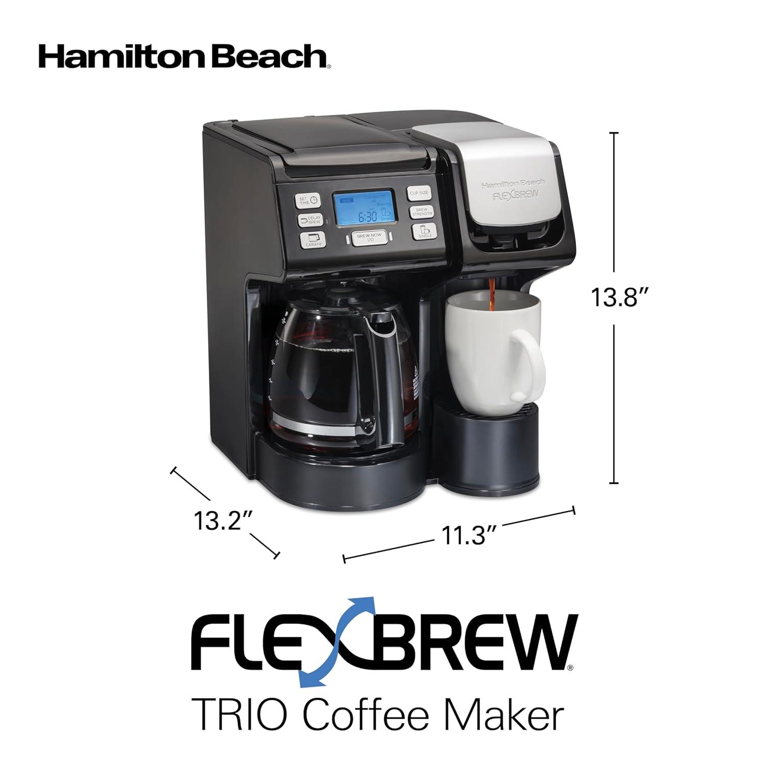imageHamilton Beach FlexBrew Trio 2Way Coffee Maker Compatible with KCup Pods or Grounds Combo Single Serve amp Full 12c Pot BlackBlack Fast Brewing New for 2026