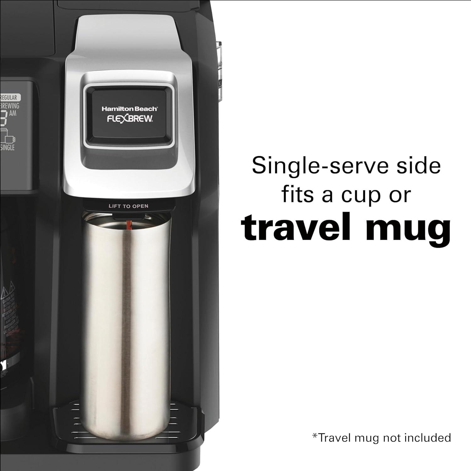 imageHamilton Beach FlexBrew Trio 2Way Coffee Maker Compatible with KCup Pods or Grounds Combo Single Serve amp Full 12c Pot BlackBlack