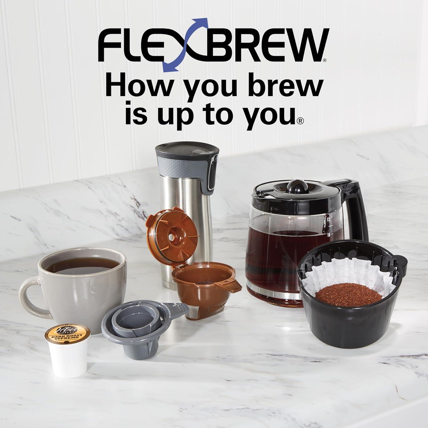 imageHamilton Beach FlexBrew Trio 2Way Coffee Maker Compatible with KCup Pods or Grounds Combo Single Serve amp Full 12c Pot BlackBlack