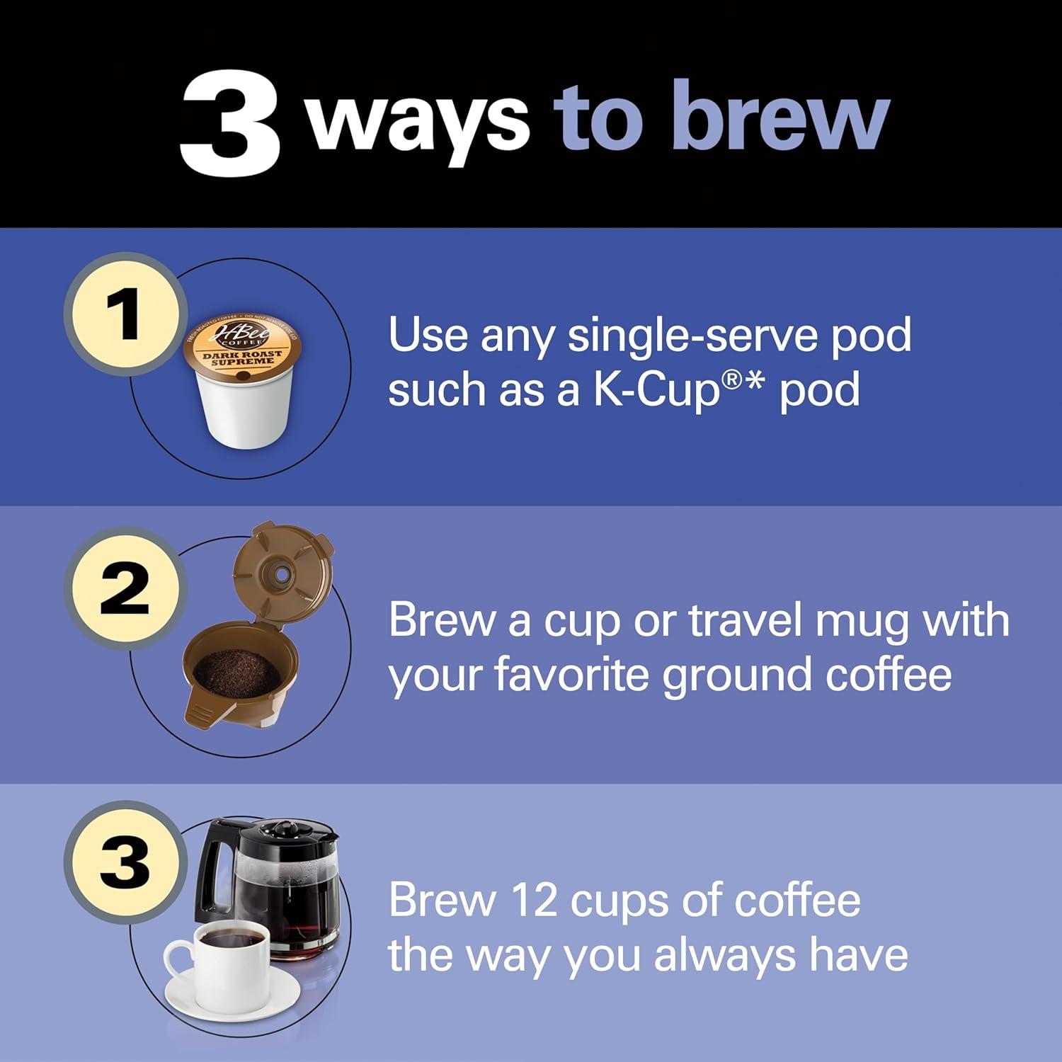 imageHamilton Beach FlexBrew Trio 2Way Coffee Maker Compatible with KCup Pods or Grounds Combo Single Serve amp Full 12c Pot BlackBlack