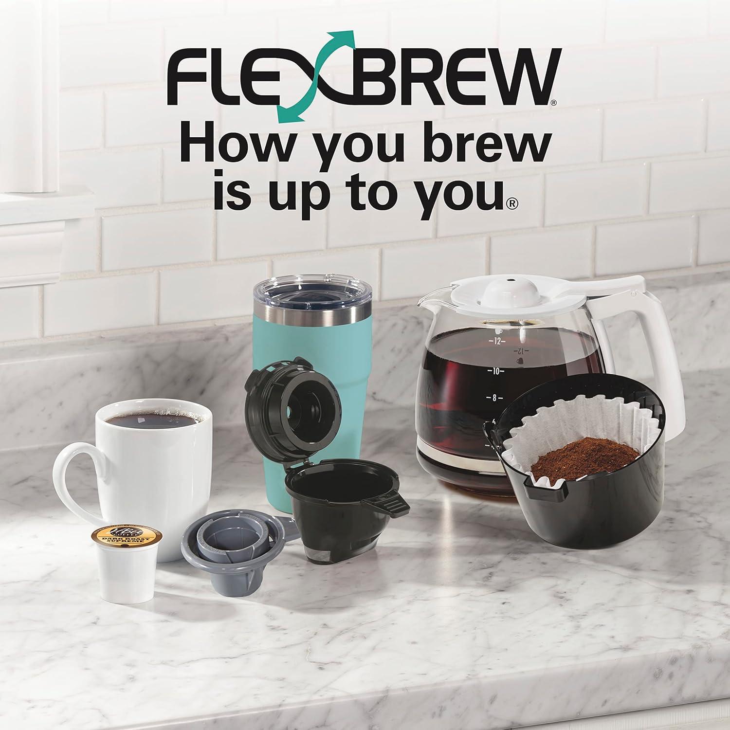 imageHamilton Beach FlexBrew Trio 2Way Coffee Maker Compatible with KCup Pods or Grounds Combo Single Serve amp Full 12c Pot BlackWhite Fast Brewing Removable Reservoir
