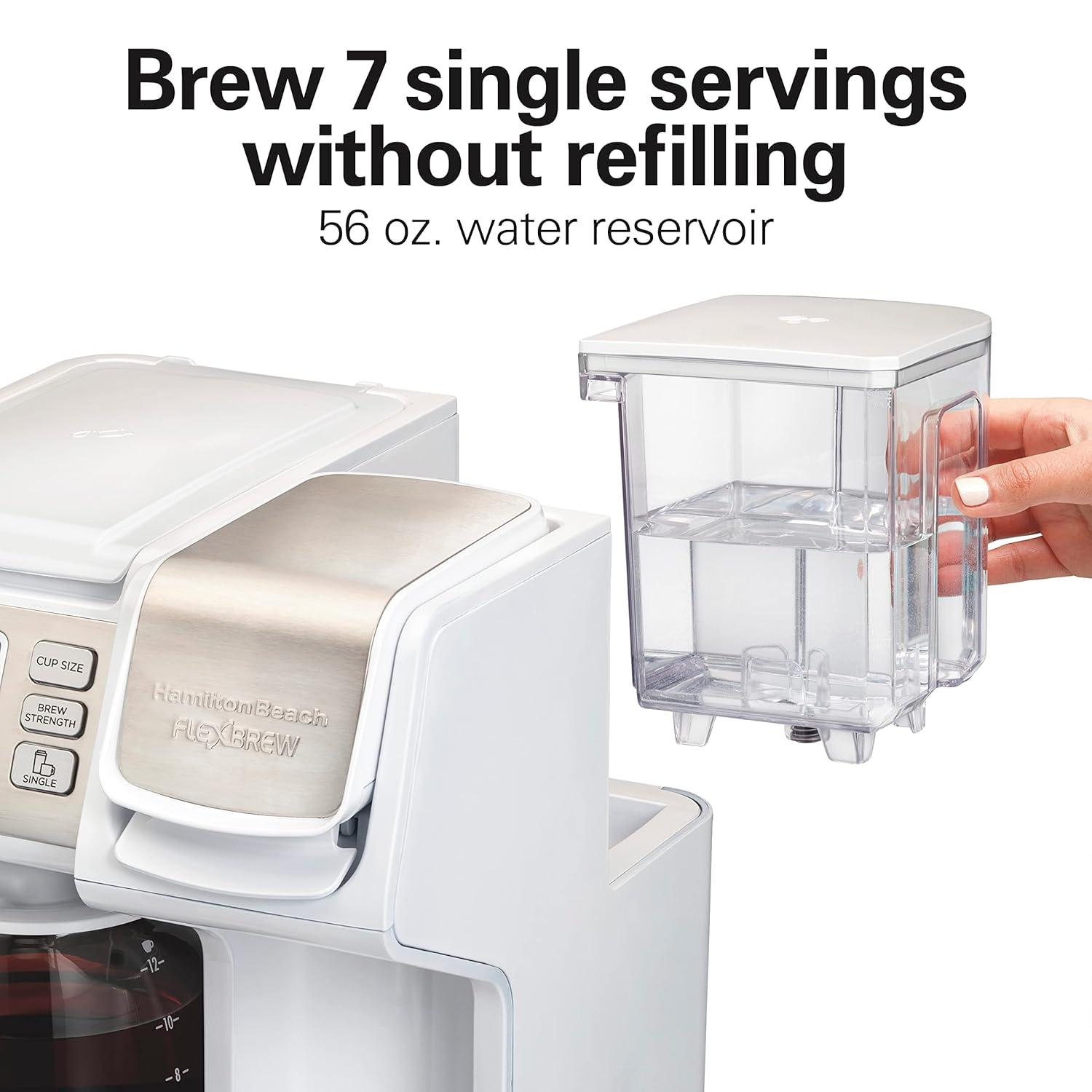 imageHamilton Beach FlexBrew Trio 2Way Coffee Maker Compatible with KCup Pods or Grounds Combo Single Serve amp Full 12c Pot BlackWhite Fast Brewing Removable Reservoir