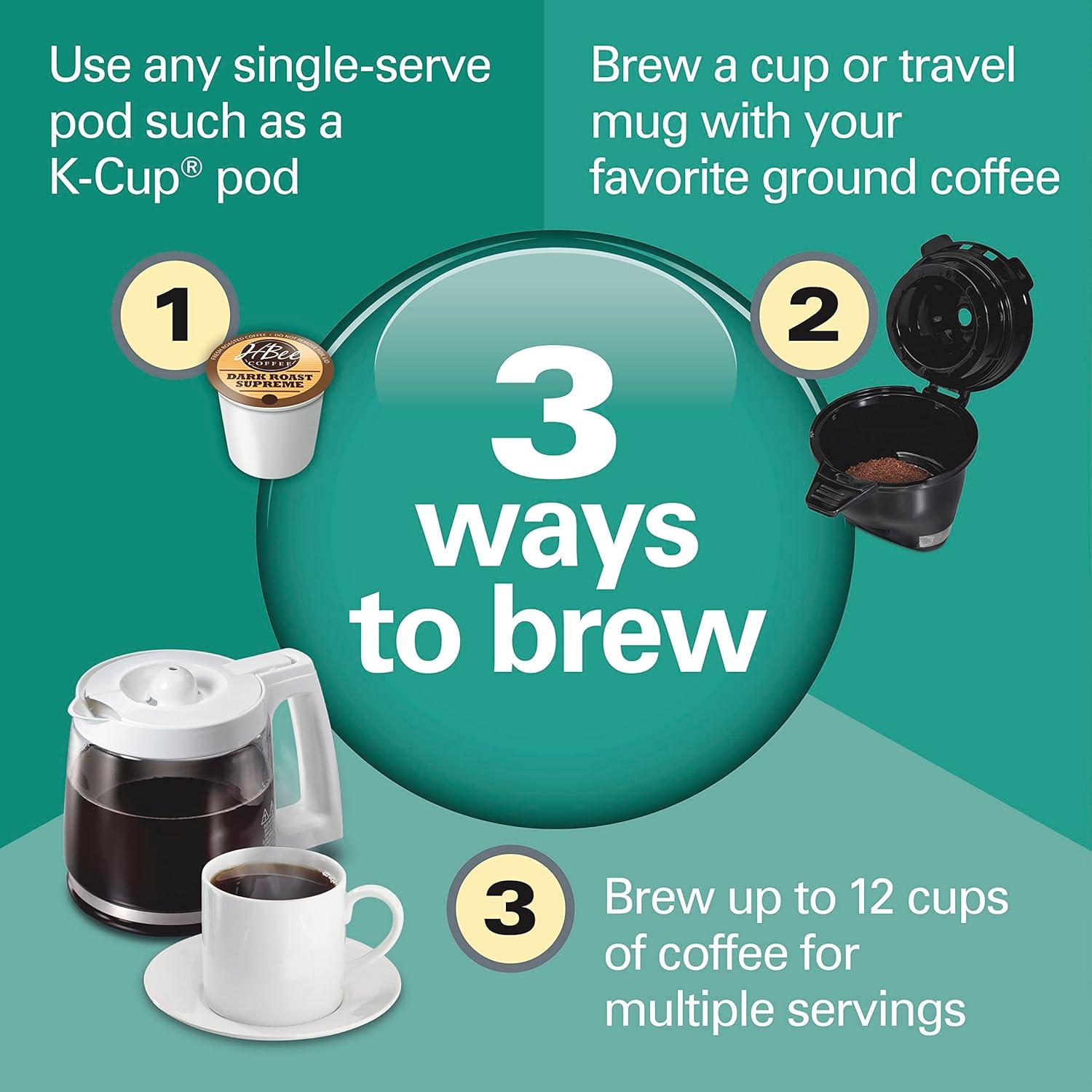 imageHamilton Beach FlexBrew Trio 2Way Coffee Maker Compatible with KCup Pods or Grounds Combo Single Serve amp Full 12c Pot BlackWhite Fast Brewing Removable Reservoir