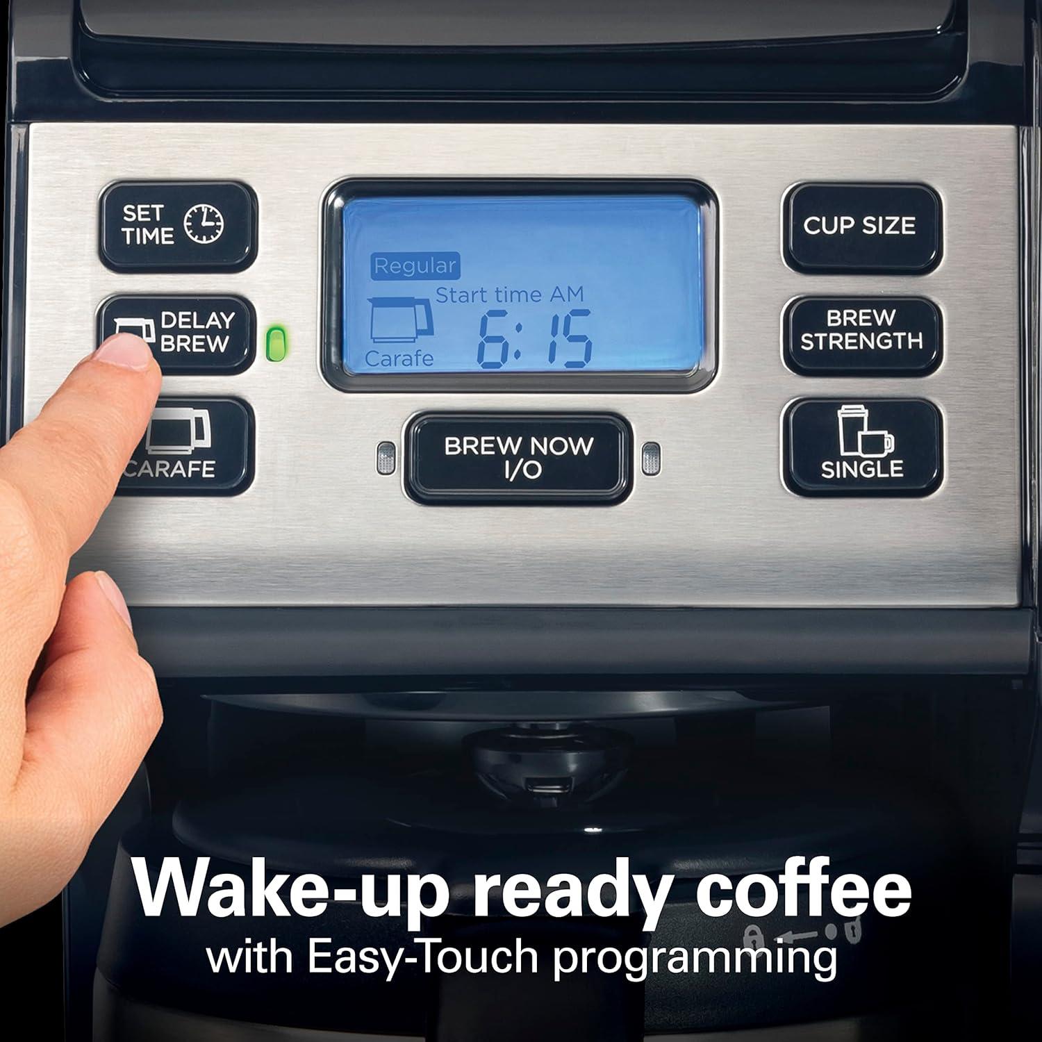 imageHamilton Beach FlexBrew Trio 2Way Coffee Maker Compatible with KCup Pods or Grounds Combo Single Serve amp Full 12c Thermal Pot Black and Stainless Fast Brewing12 Cups