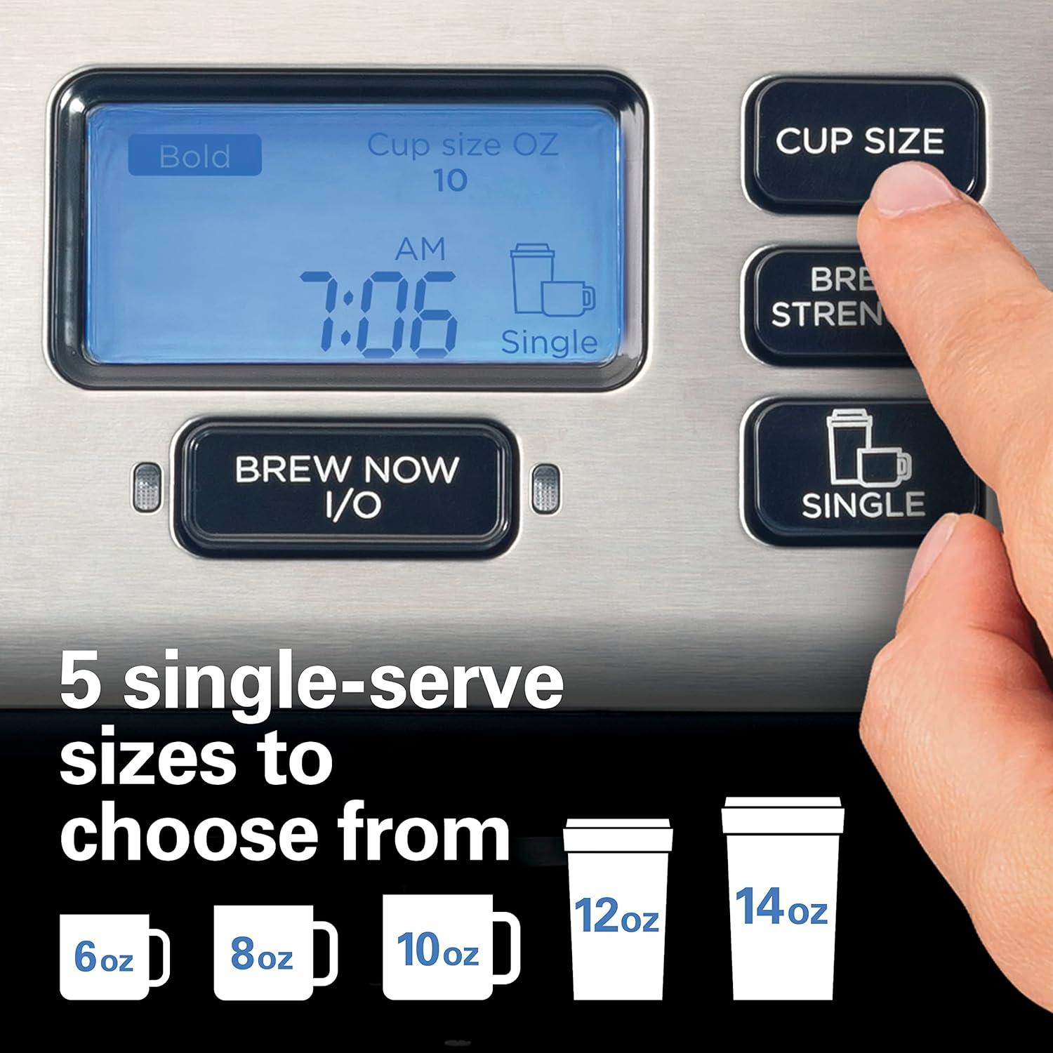 imageHamilton Beach FlexBrew Trio 2Way Coffee Maker Compatible with KCup Pods or Grounds Combo Single Serve amp Full 12c Thermal Pot Black and Stainless Fast Brewing12 Cups
