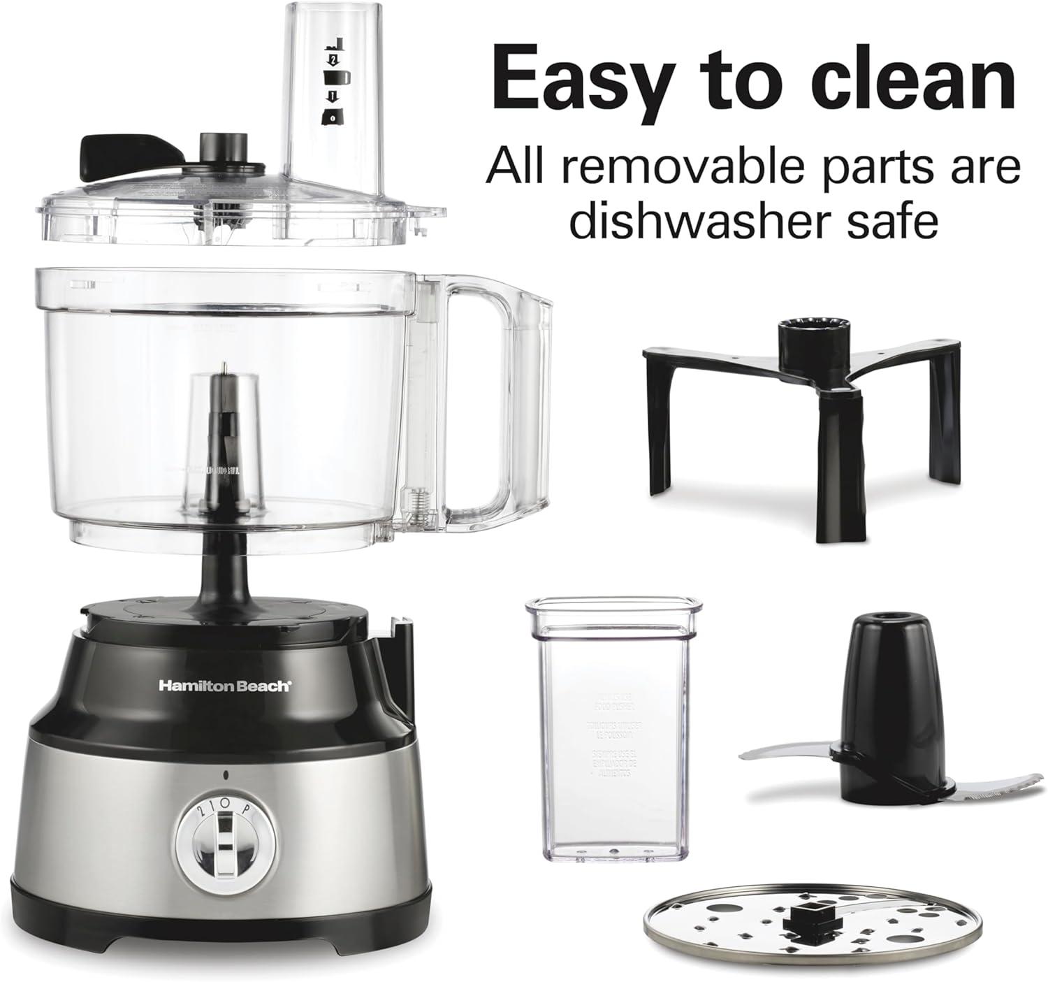imageHamilton Beach Food Processor amp Vegetable Chopper for Slicing Shredding Mincing and Puree 10 Cups Easy Clean Bowl Scraper Black and Stainless Steel 70730Bowl Scraper Black and Stainless