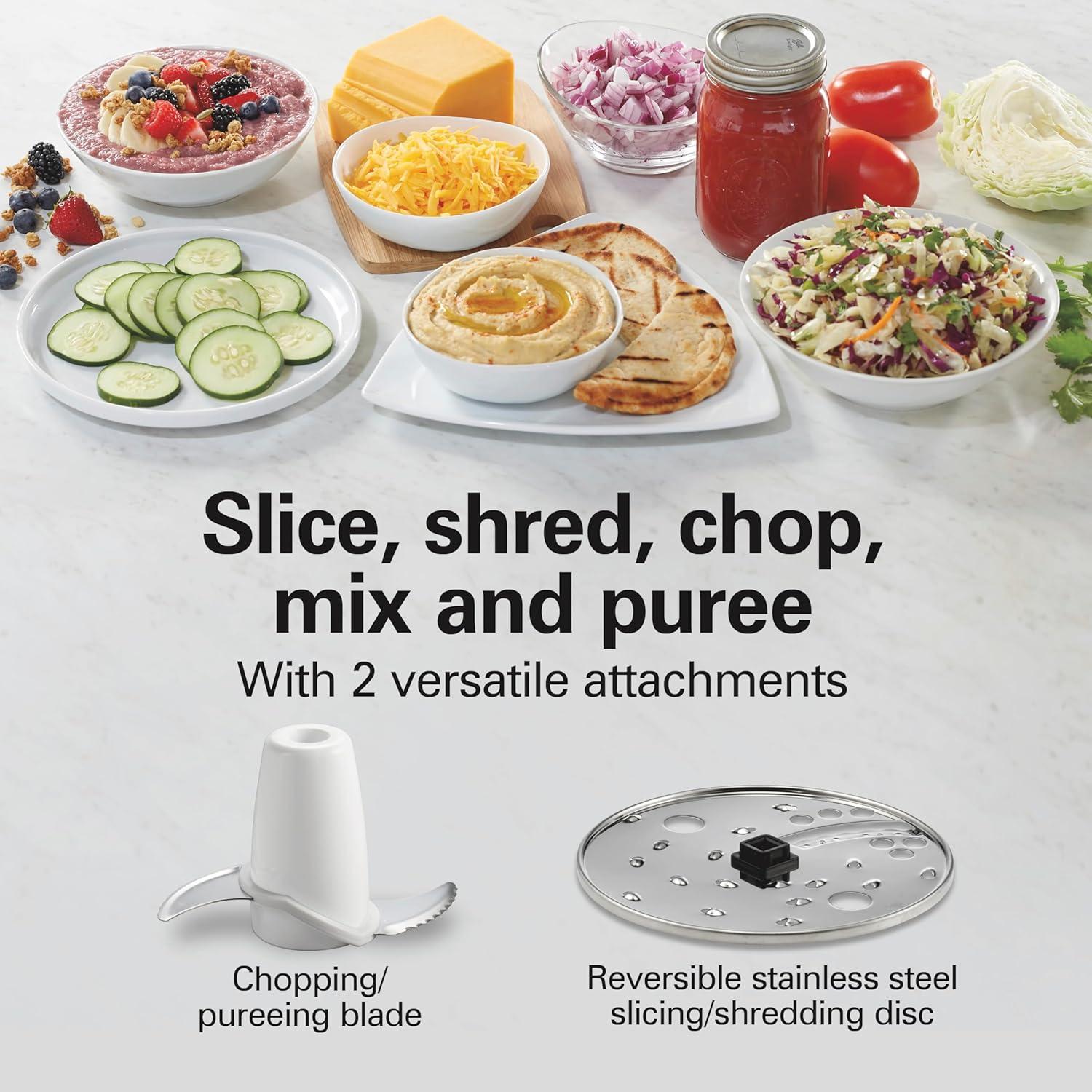 imageHamilton Beach Food Processor amp Vegetable Chopper for Slicing Shredding Mincing and Puree 10 Cups Easy Clean Bowl Scraper Black and Stainless Steel 70730Bowl Scraper White and Stainless Steel