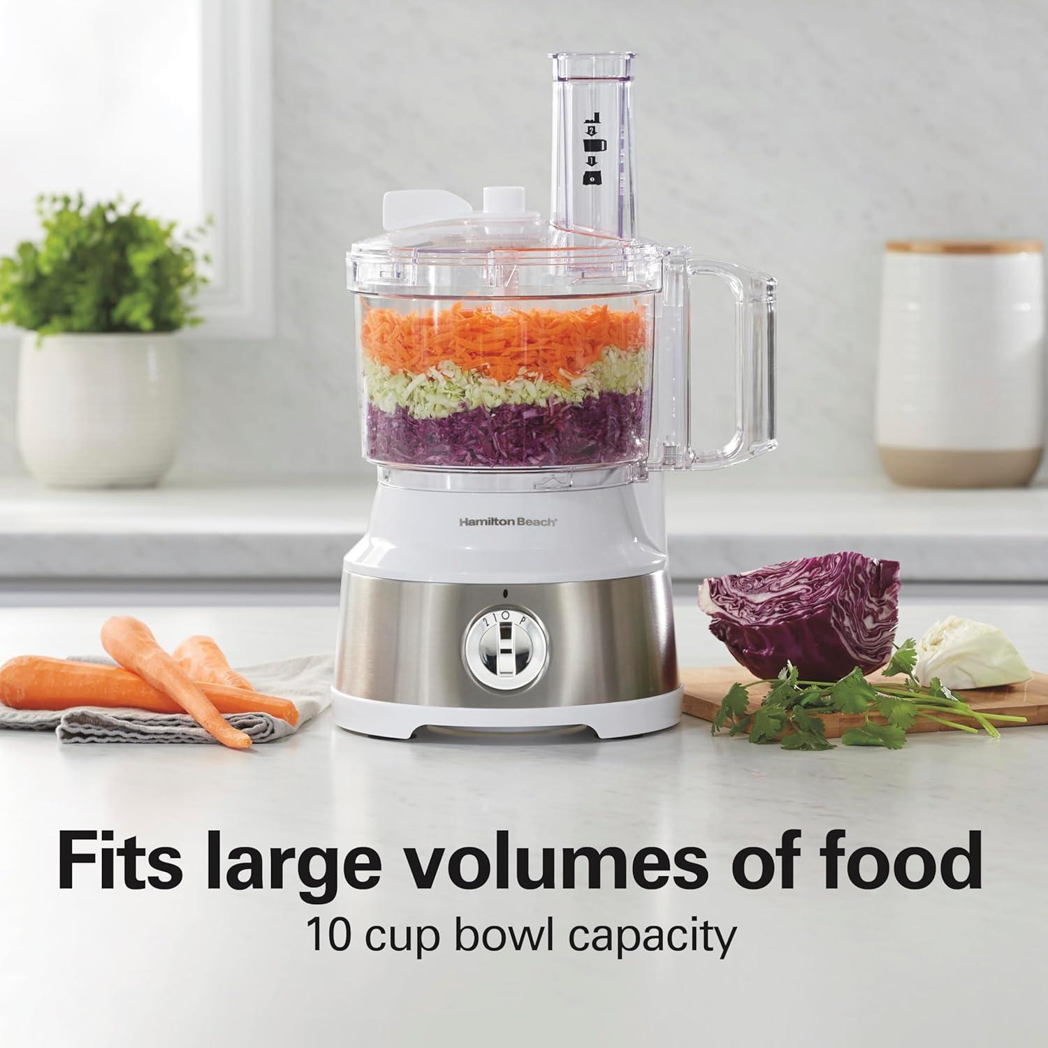 imageHamilton Beach Food Processor amp Vegetable Chopper for Slicing Shredding Mincing and Puree 10 Cups Easy Clean Bowl Scraper Black and Stainless Steel 70730Bowl Scraper White and Stainless Steel