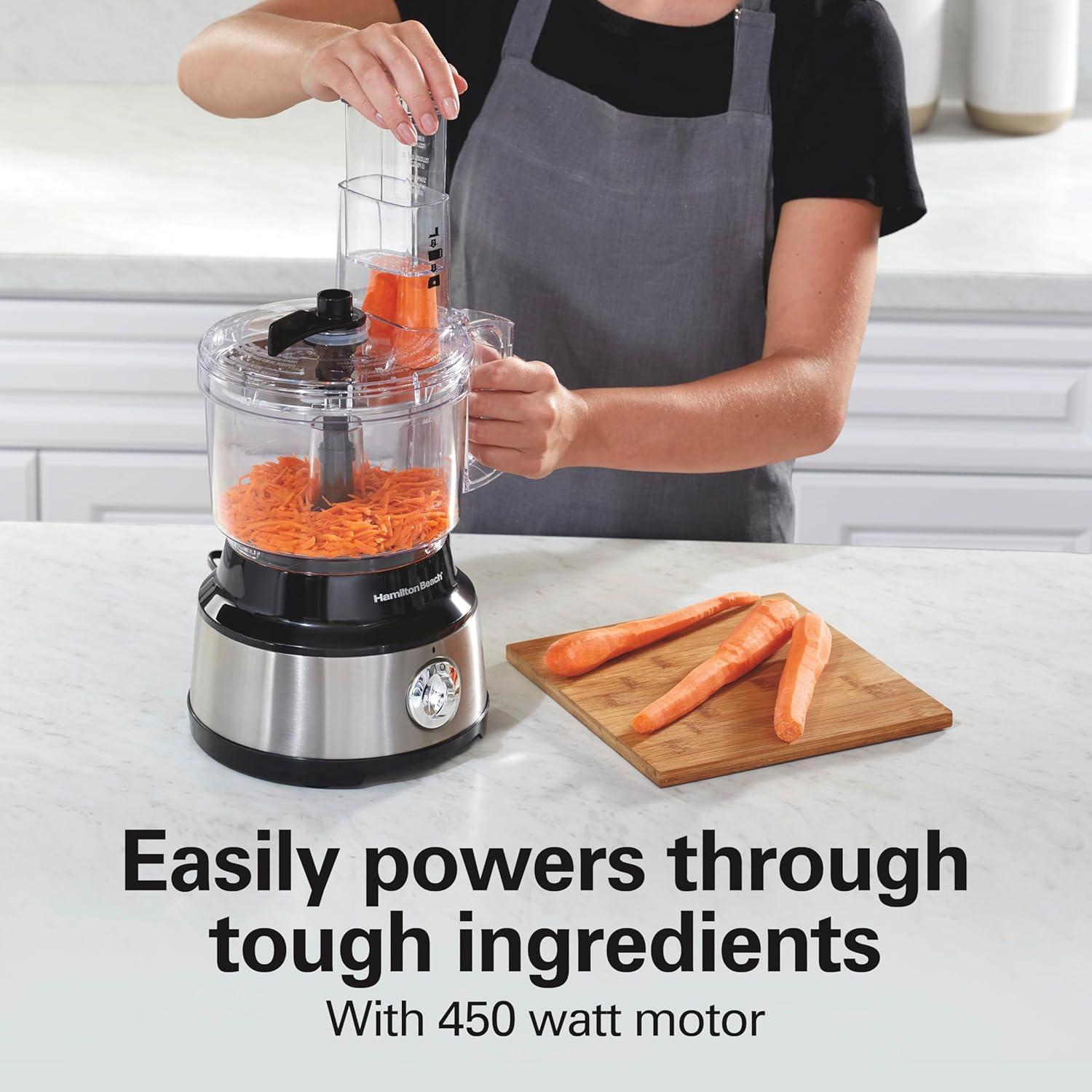 imageHamilton Beach Food Processor amp Vegetable Chopper for Slicing Shredding Mincing and Puree 10 Cups Easy Clean Bowl Scraper Black and Stainless Steel 70730Bowl Scraper Black and Stainless
