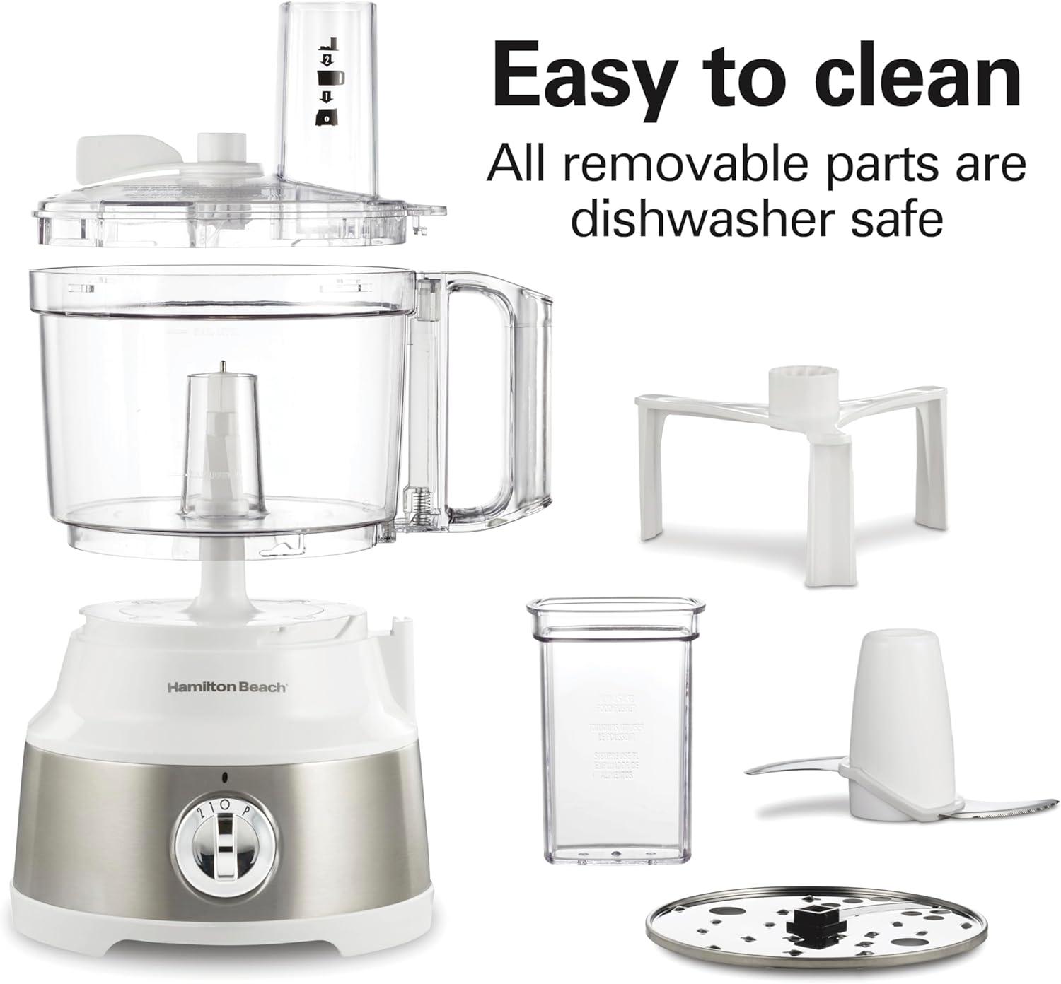 imageHamilton Beach Food Processor amp Vegetable Chopper for Slicing Shredding Mincing and Puree 10 Cups Easy Clean Bowl Scraper Black and Stainless Steel 70730Bowl Scraper White and Stainless Steel