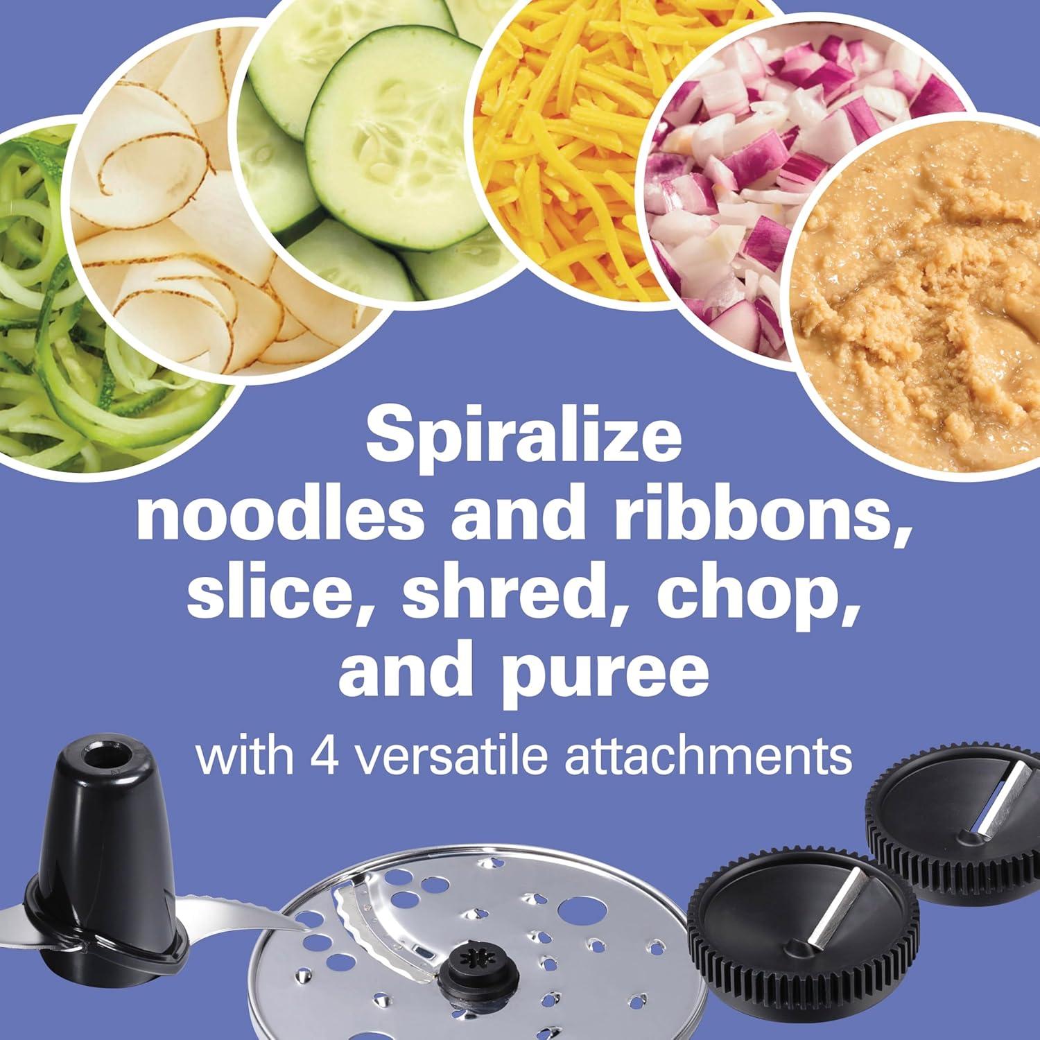 imageHamilton Beach Food Processor amp Vegetable Chopper for Slicing Shredding Mincing and Puree 10 Cups Easy Clean Bowl Scraper Black and Stainless Steel 70730Spiralizing Grey and Stainless