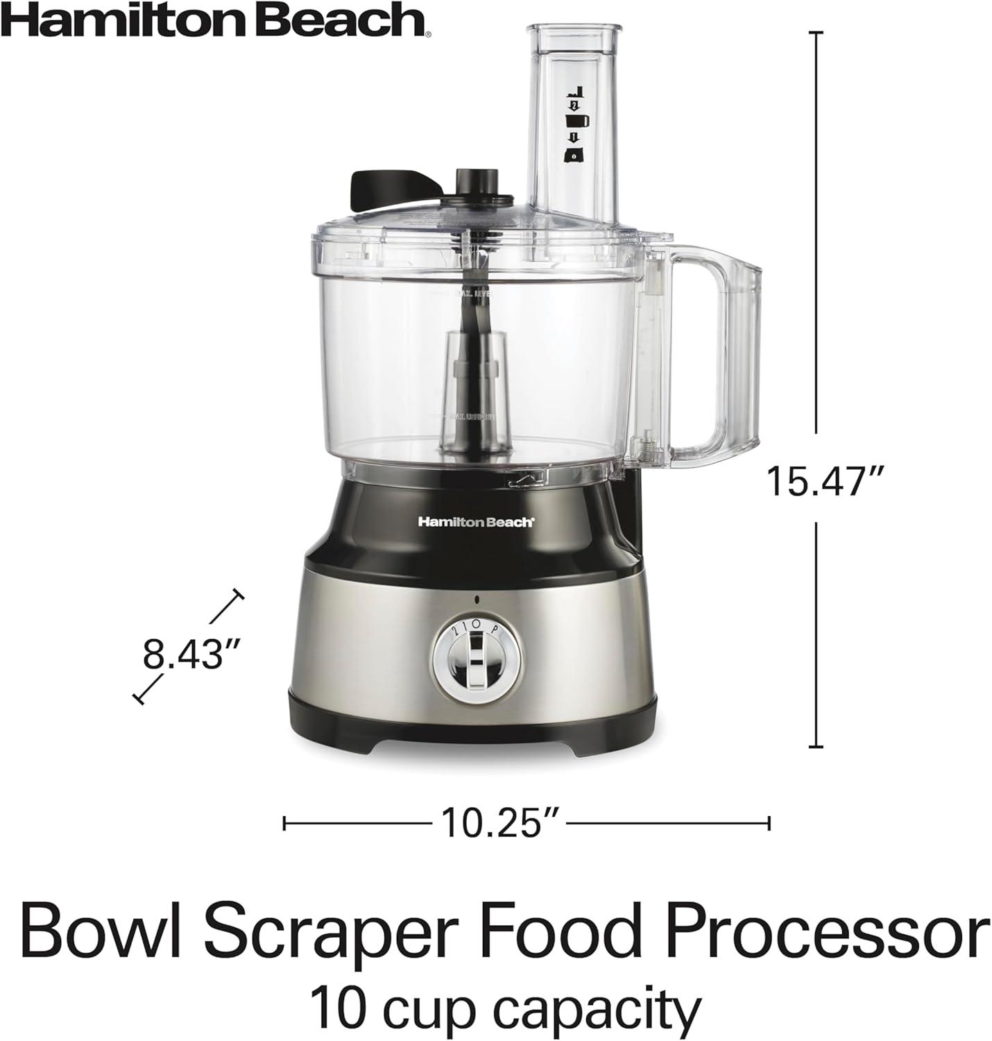 imageHamilton Beach Food Processor amp Vegetable Chopper for Slicing Shredding Mincing and Puree 10 Cups Easy Clean Bowl Scraper Black and Stainless Steel 70730Bowl Scraper Black and Stainless