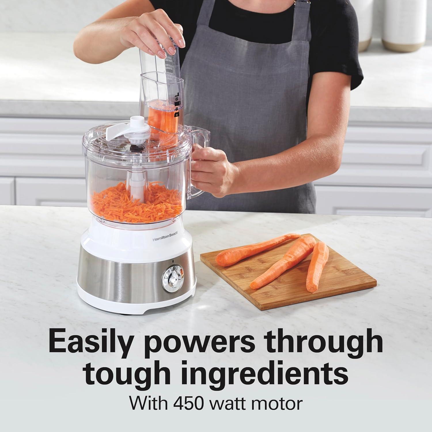 imageHamilton Beach Food Processor amp Vegetable Chopper for Slicing Shredding Mincing and Puree 10 Cups Easy Clean Bowl Scraper Black and Stainless Steel 70730Bowl Scraper White and Stainless Steel