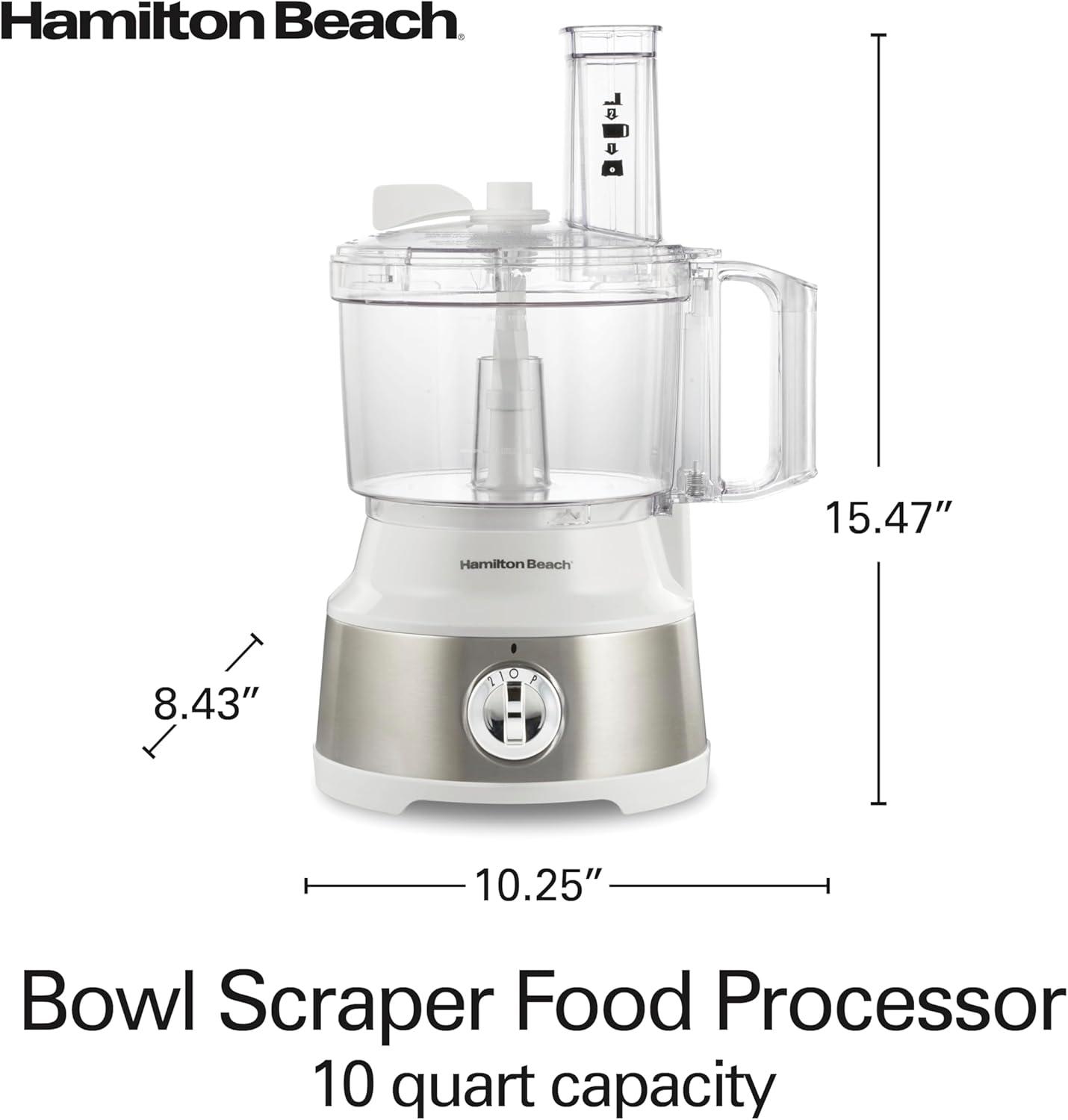 imageHamilton Beach Food Processor amp Vegetable Chopper for Slicing Shredding Mincing and Puree 10 Cups Easy Clean Bowl Scraper Black and Stainless Steel 70730Bowl Scraper White and Stainless Steel