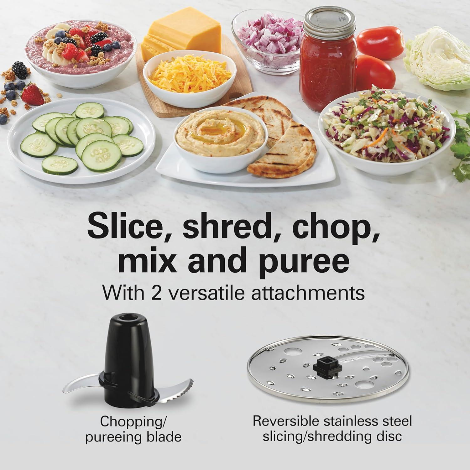 imageHamilton Beach Food Processor amp Vegetable Chopper for Slicing Shredding Mincing and Puree 10 Cups Easy Clean Bowl Scraper Black and Stainless Steel 70730Bowl Scraper Black and Stainless