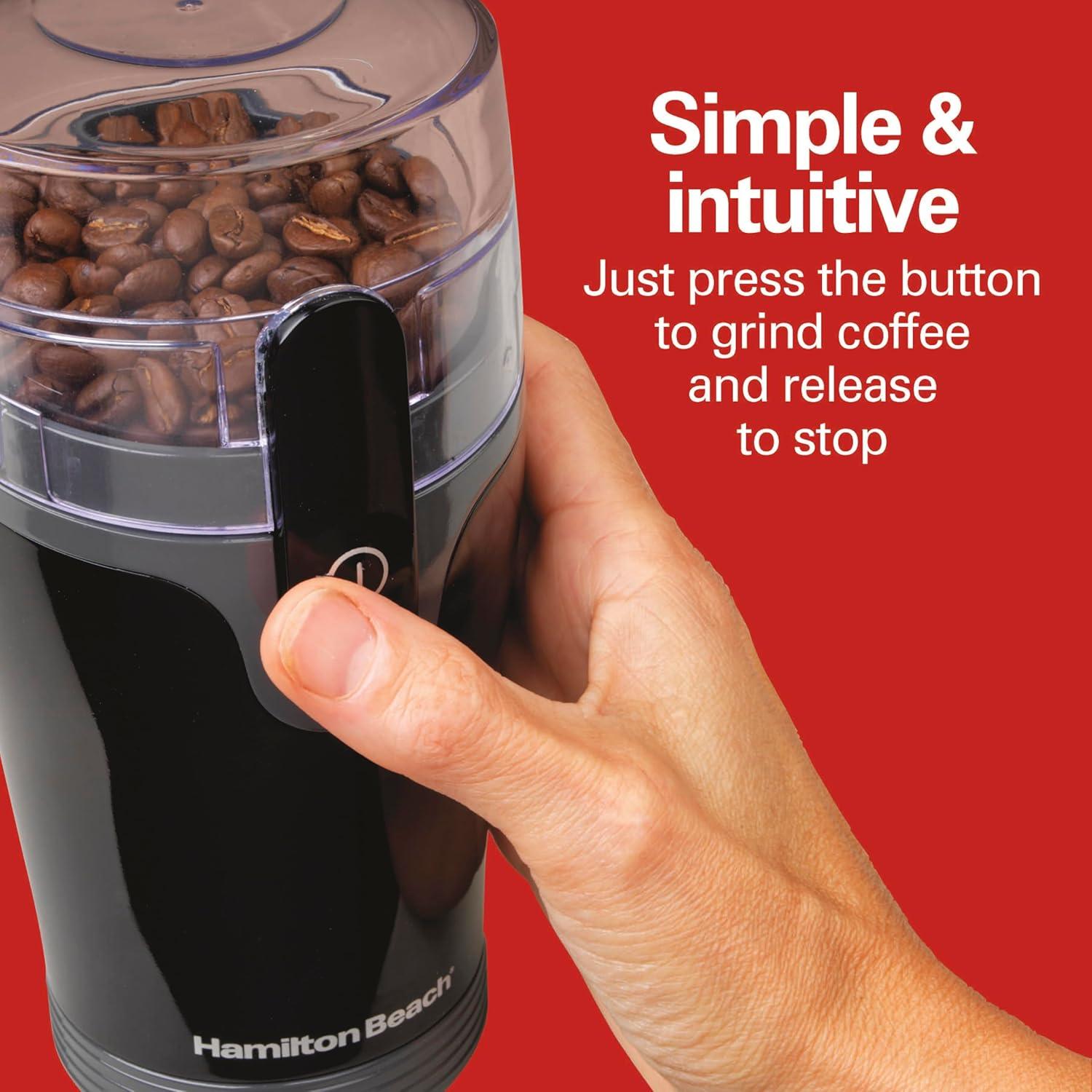 imageHamilton Beach Fresh Grind Electric Coffee Grinder for Beans Spices and More Stainless Steel Blades Removable Chamber Makes up to 12 Cups WhiteBlack