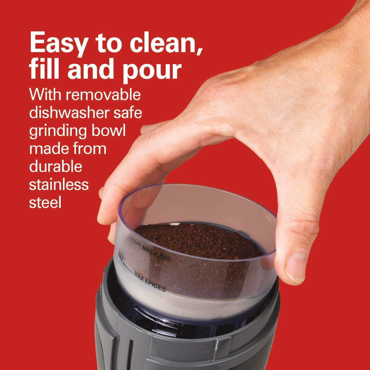 imageHamilton Beach Fresh Grind Electric Coffee Grinder for Beans Spices and More Stainless Steel Blades Removable Chamber Makes up to 12 Cups WhiteBlack
