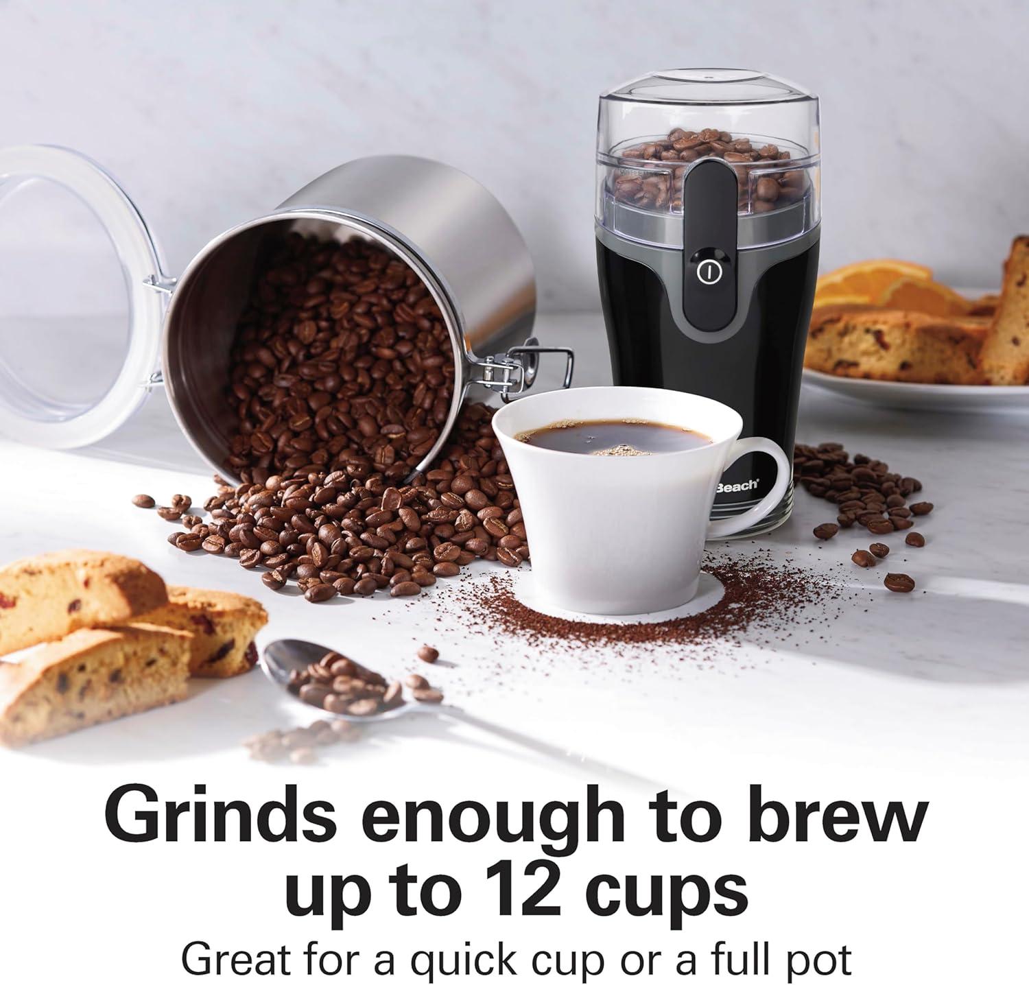 imageHamilton Beach Fresh Grind Electric Coffee Grinder for Beans Spices and More Stainless Steel Blades Removable Chamber Makes up to 12 Cups WhiteBlack
