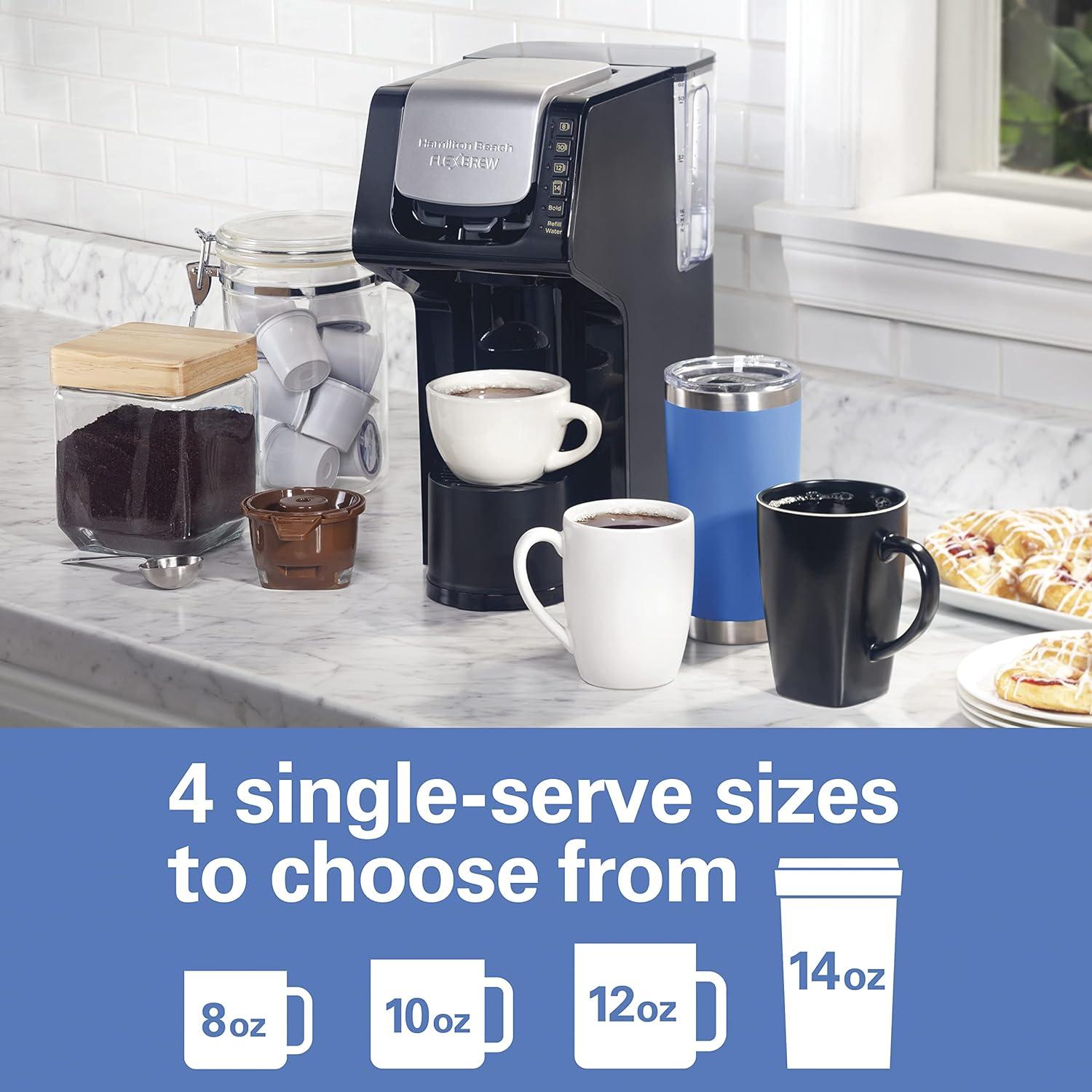 imageHamilton Beach Gen 4 FlexBrew SingleServe Coffee Maker with Removable Reservoir Compatible with Pod Packs and Grounds 50 oz 4 Fast Brewing Options BlackBlack