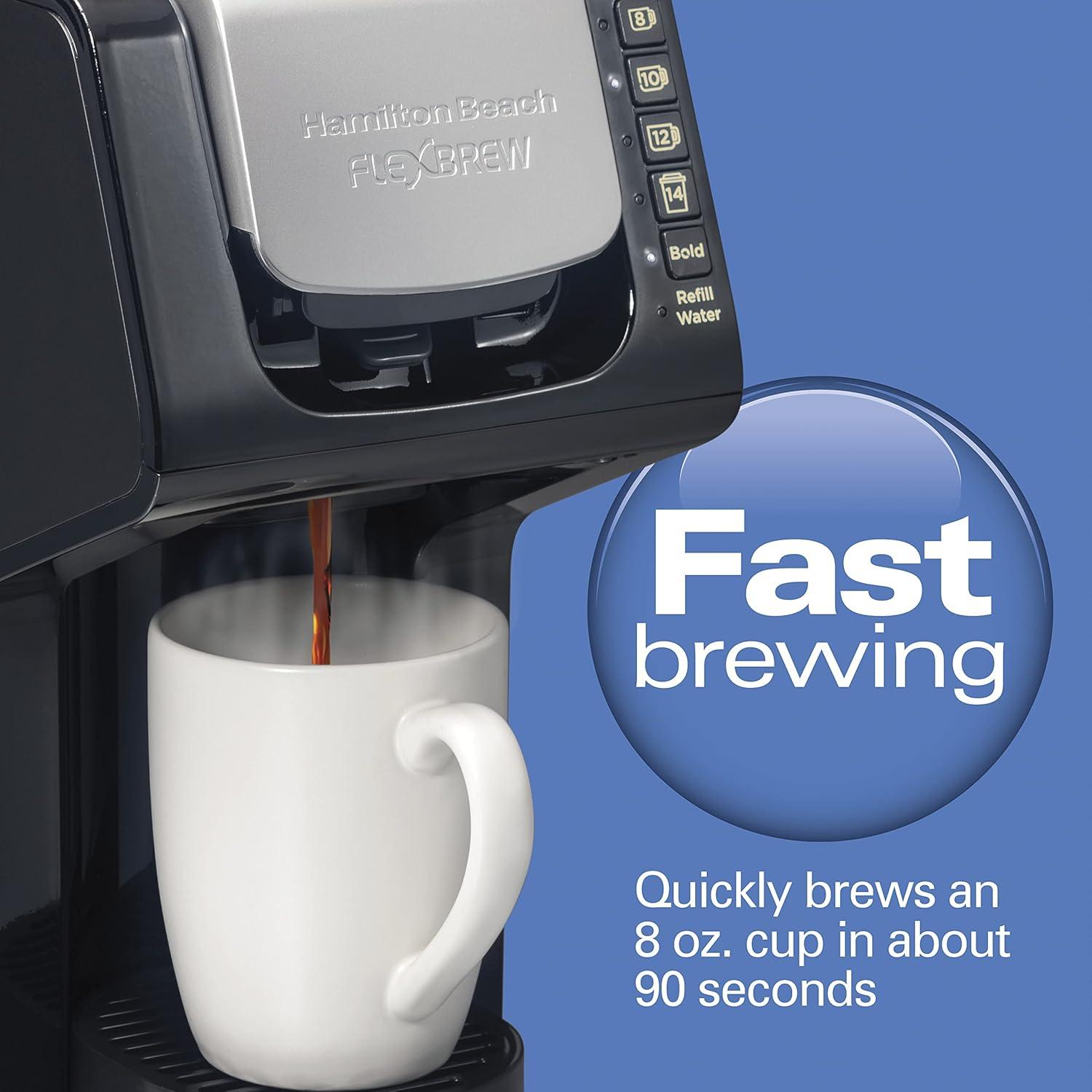 imageHamilton Beach Gen 4 FlexBrew SingleServe Coffee Maker with Removable Reservoir Compatible with Pod Packs and Grounds 50 oz 4 Fast Brewing Options BlackBlack