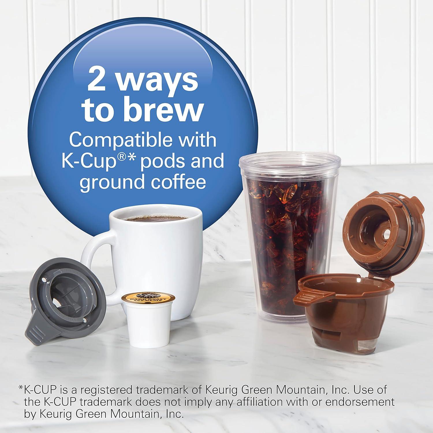 imageHamilton Beach Gen 4 FlexBrew SingleServe Hot amp Iced Coffee Maker with Removable Reservoir Compatible with Pod Packs and Grounds 50 oz 4 Fast Brewing Options Black