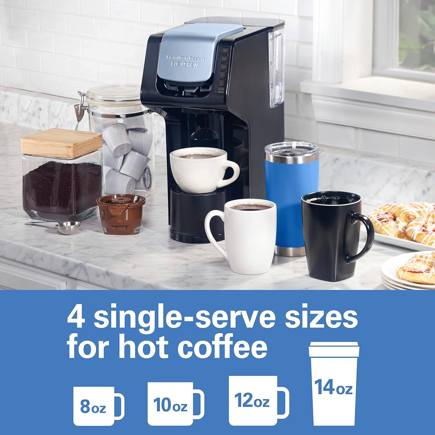 imageHamilton Beach Gen 4 FlexBrew SingleServe Hot amp Iced Coffee Maker with Removable Reservoir Compatible with Pod Packs and Grounds 50 oz 4 Fast Brewing Options Black
