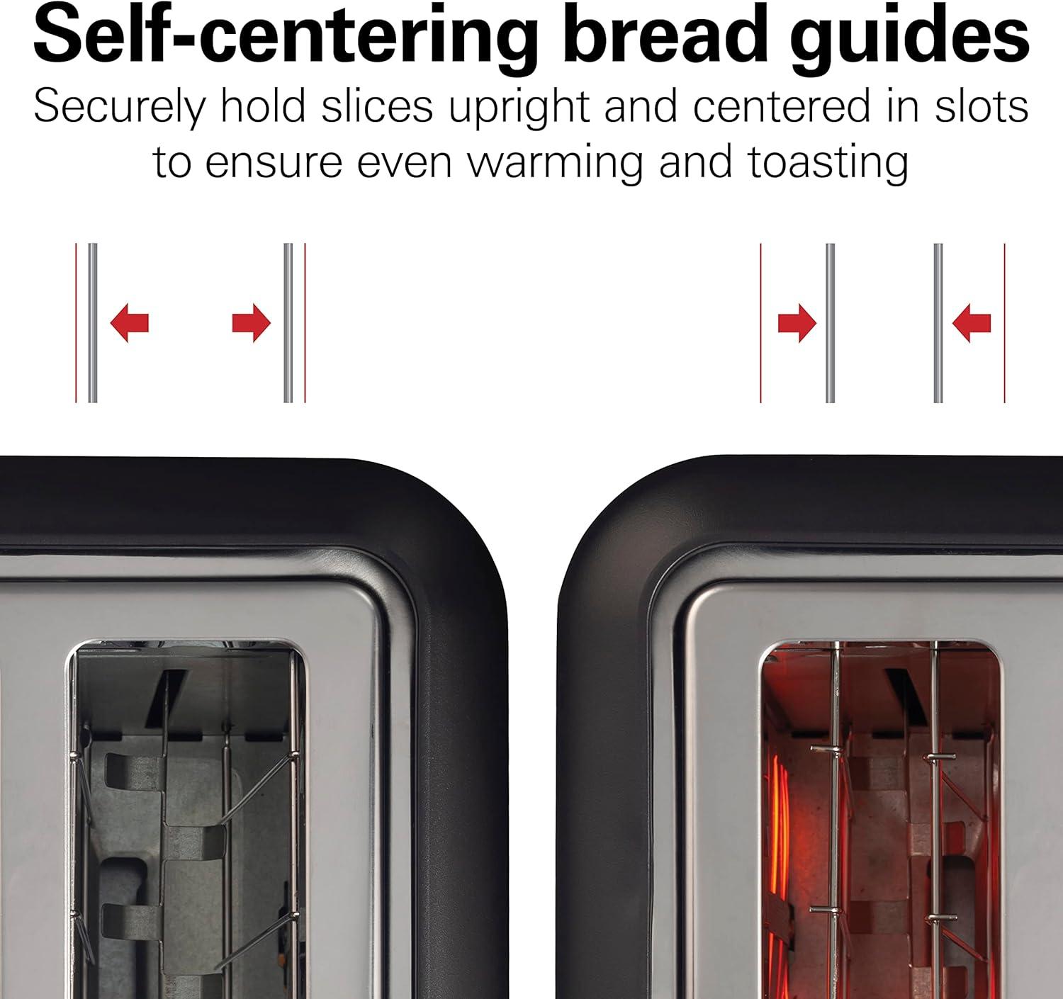 imageHamilton Beach Gourmet 2 Slice Slot Toaster with Extra Long amp Wide Slots SureToast Technology Shade Selector with 7 Browning Levels Bagel Setting Matte Black and Stainless Steel 229962 Slice Pack of 2