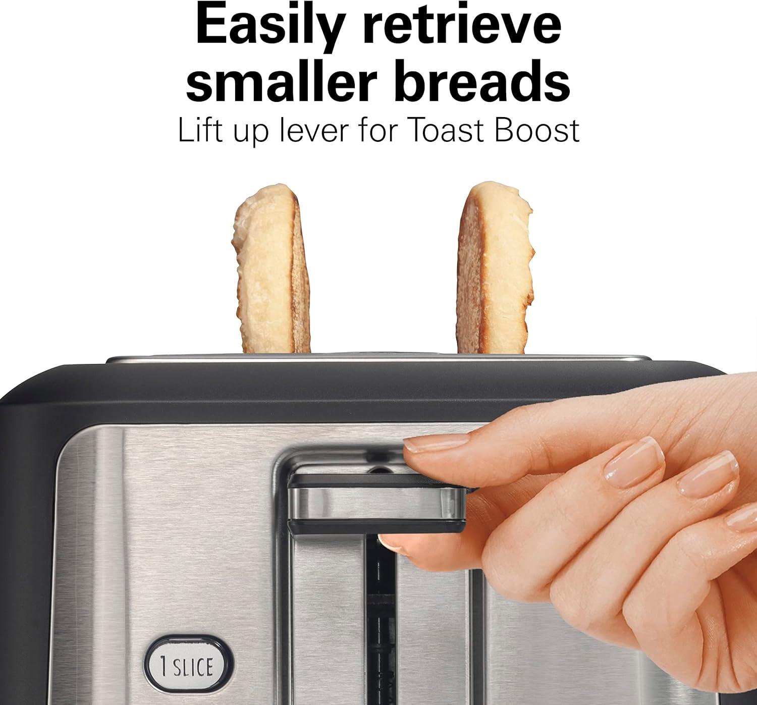 imageHamilton Beach Gourmet 2 Slice Slot Toaster with Extra Long amp Wide Slots SureToast Technology Shade Selector with 7 Browning Levels Bagel Setting Matte Black and Stainless Steel 229962 Slice