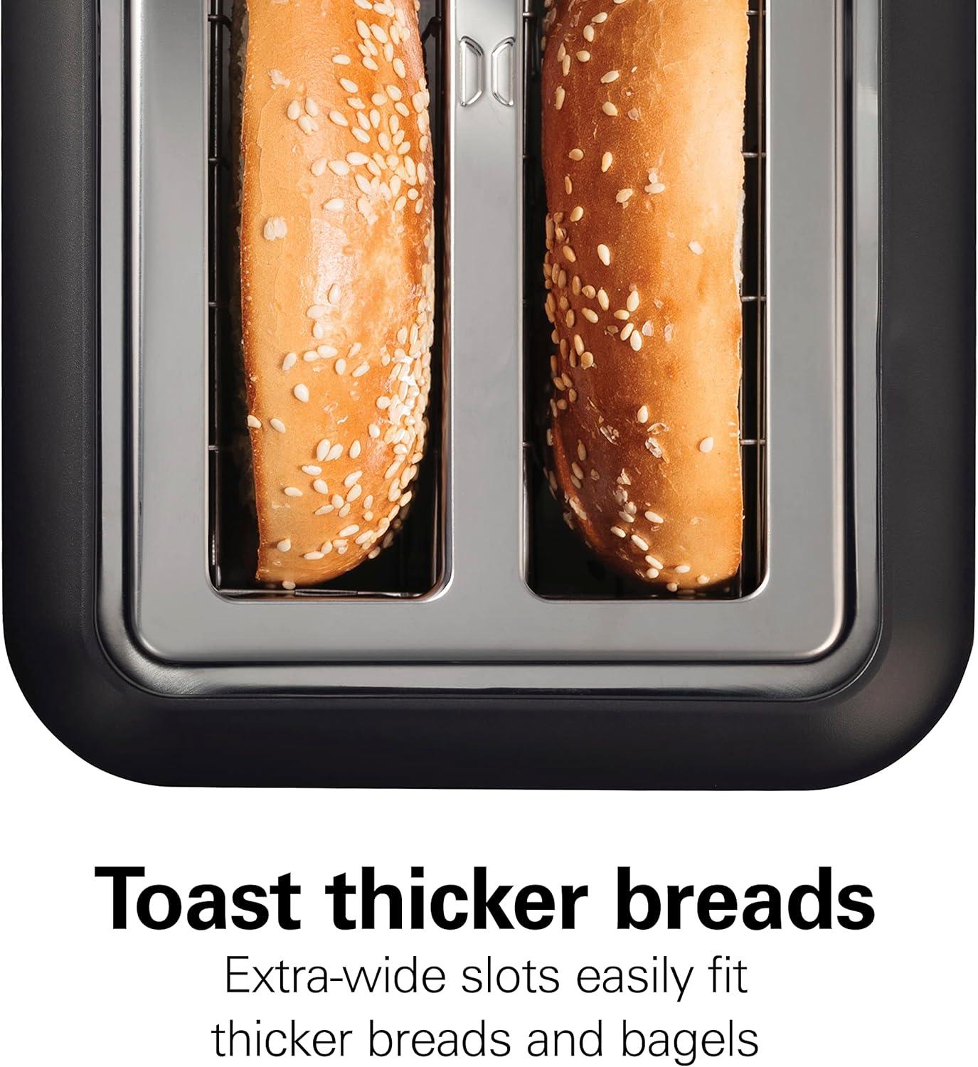 imageHamilton Beach Gourmet 2 Slice Slot Toaster with Extra Long amp Wide Slots SureToast Technology Shade Selector with 7 Browning Levels Bagel Setting Matte Black and Stainless Steel 229962 Slice