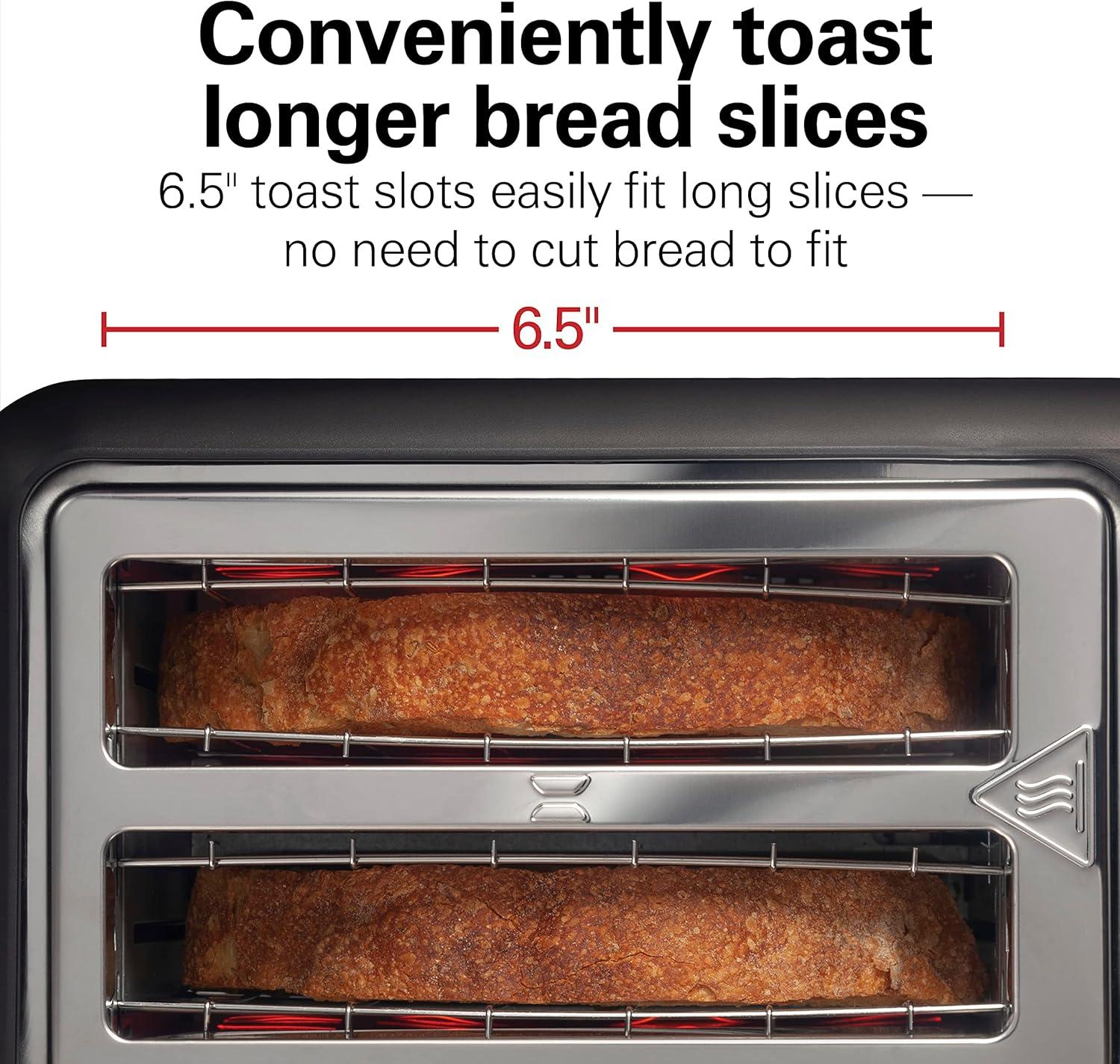 imageHamilton Beach Gourmet 2 Slice Slot Toaster with Extra Long amp Wide Slots SureToast Technology Shade Selector with 7 Browning Levels Bagel Setting Matte Black and Stainless Steel 229962 Slice