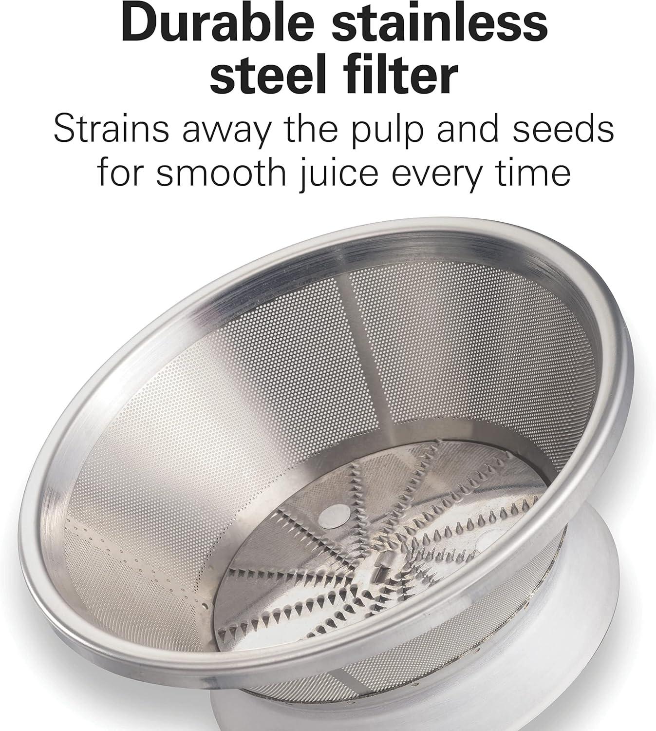 imageHamilton Beach HealthSmart Juicer Machine Compact Centrifugal Extractor 24 Feed Chute for Fruits and Vegetables Easy to Clean BPA Free 400W White 67501Black